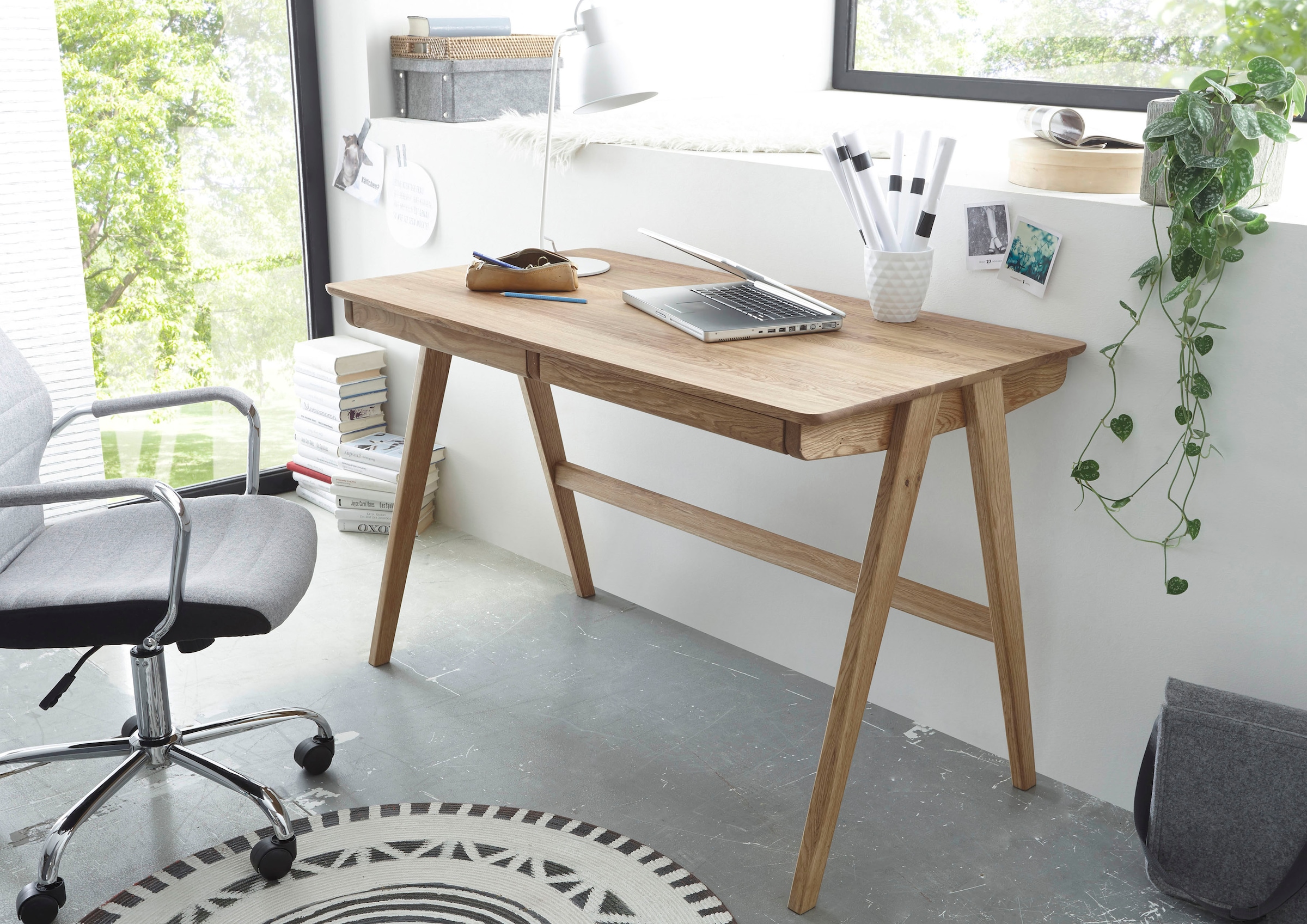 MCA furniture Schreibtisch »Delia«, Asteiche Massivholz geölt mit  Schubladen, Breite 120 cm bestellen | BAUR