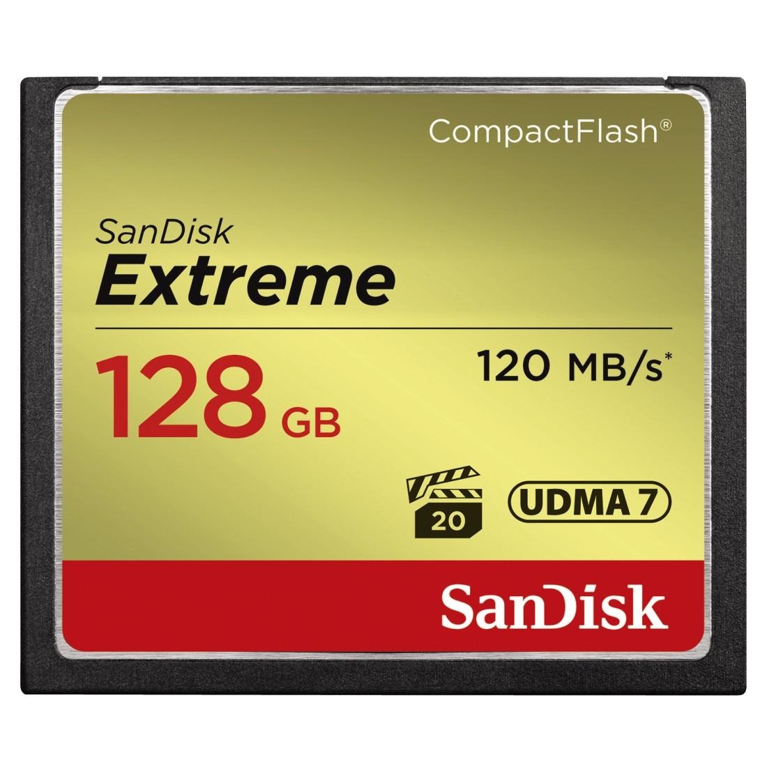 SANDISK Speicherkarte "CF Extreme", 128 GB, gold, Speicherkarten