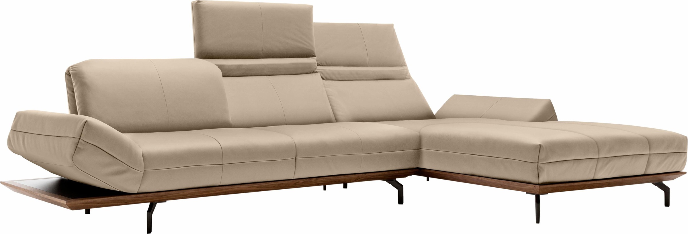 Creation BY ROLF BENZ Ecksofa »CR.420, Designecksofa, L-Form«, in 2 Qualitäten, Holzrahmen in Eiche Natur oder Nußbaum, Breite 313 cm