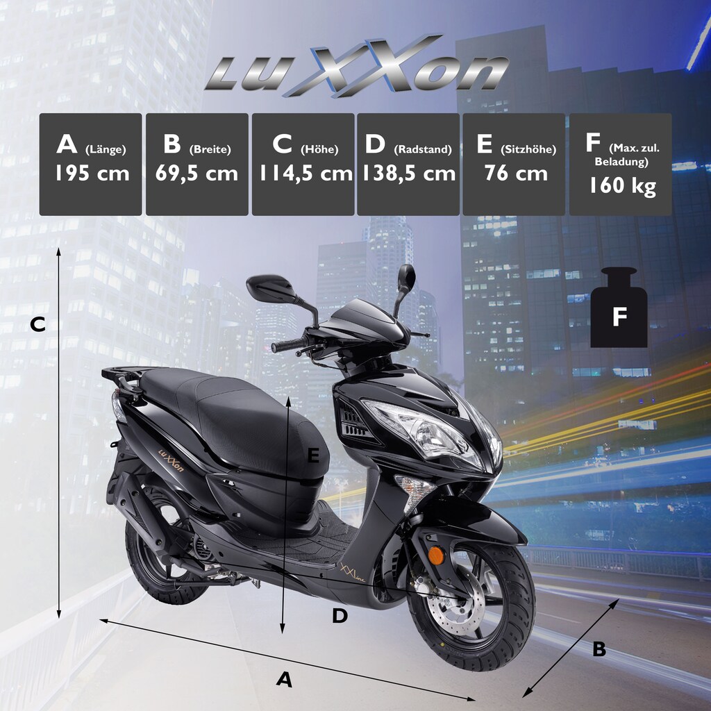 Luxxon Motorroller »XXLine«, 49,46 cm³, 45 km/h, Euro 5, 3 PS