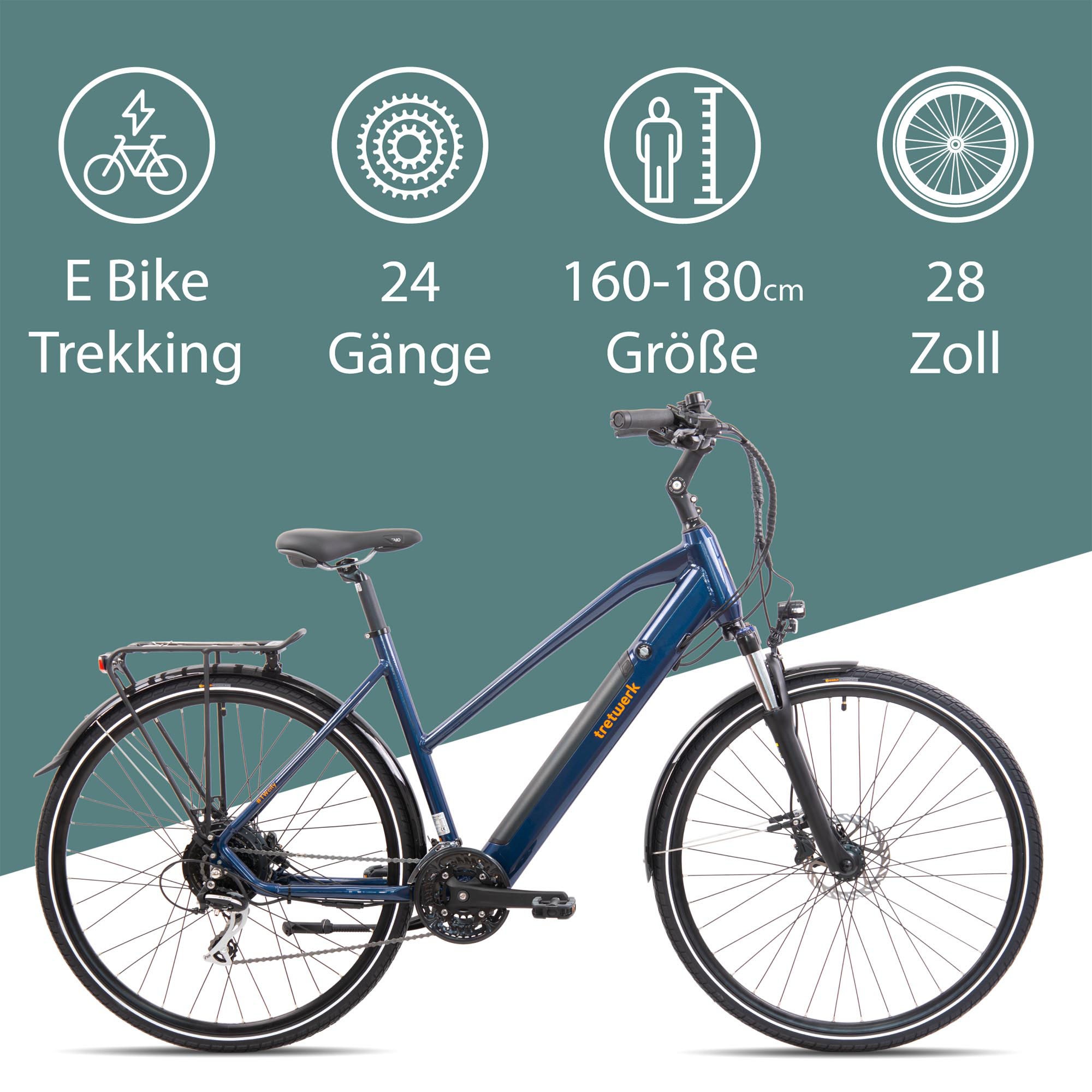 Tretwerk E-Bike »Seville 5.0«, 24 Gang, Shimano, Heckmotor 250 W, Pedelec, Elektrofahrrad für Damen u. Herren