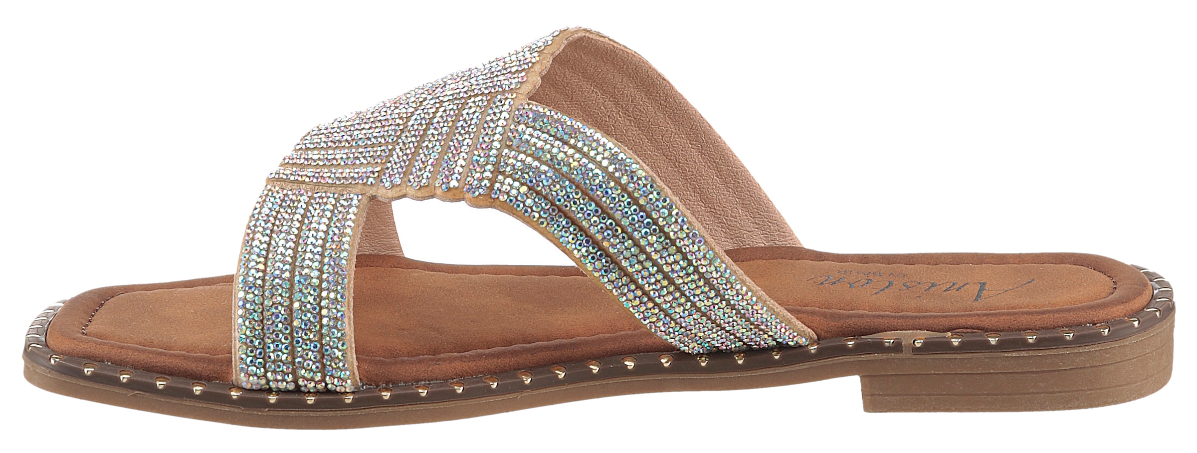 Aniston SHOES Pantolette, Flat, Sommerschuh, Strandschuh, Glitzersteine - NEUE KOLLEKTION