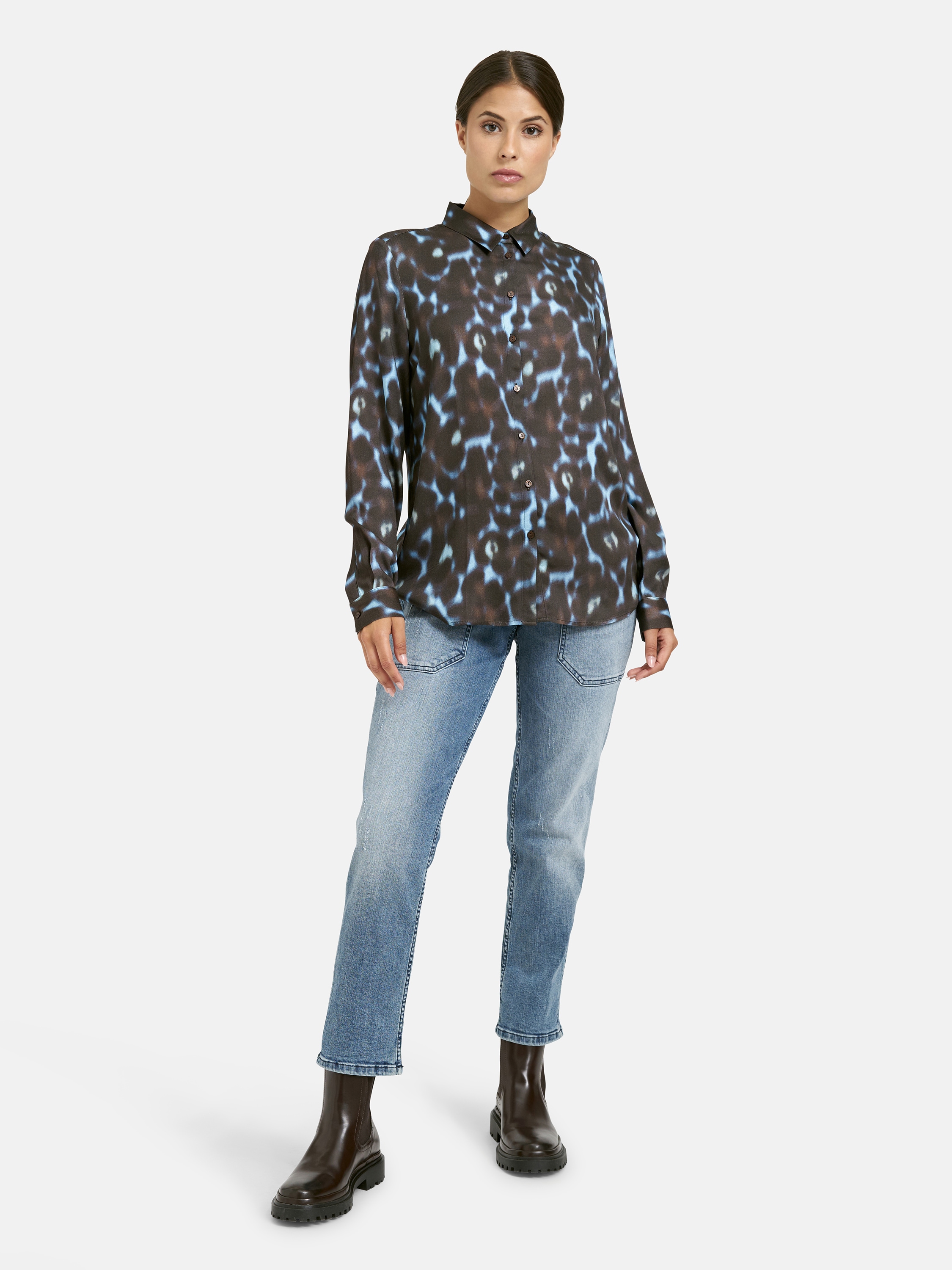 Milano Italy Langarmbluse mit Kellerfalte im Rücken