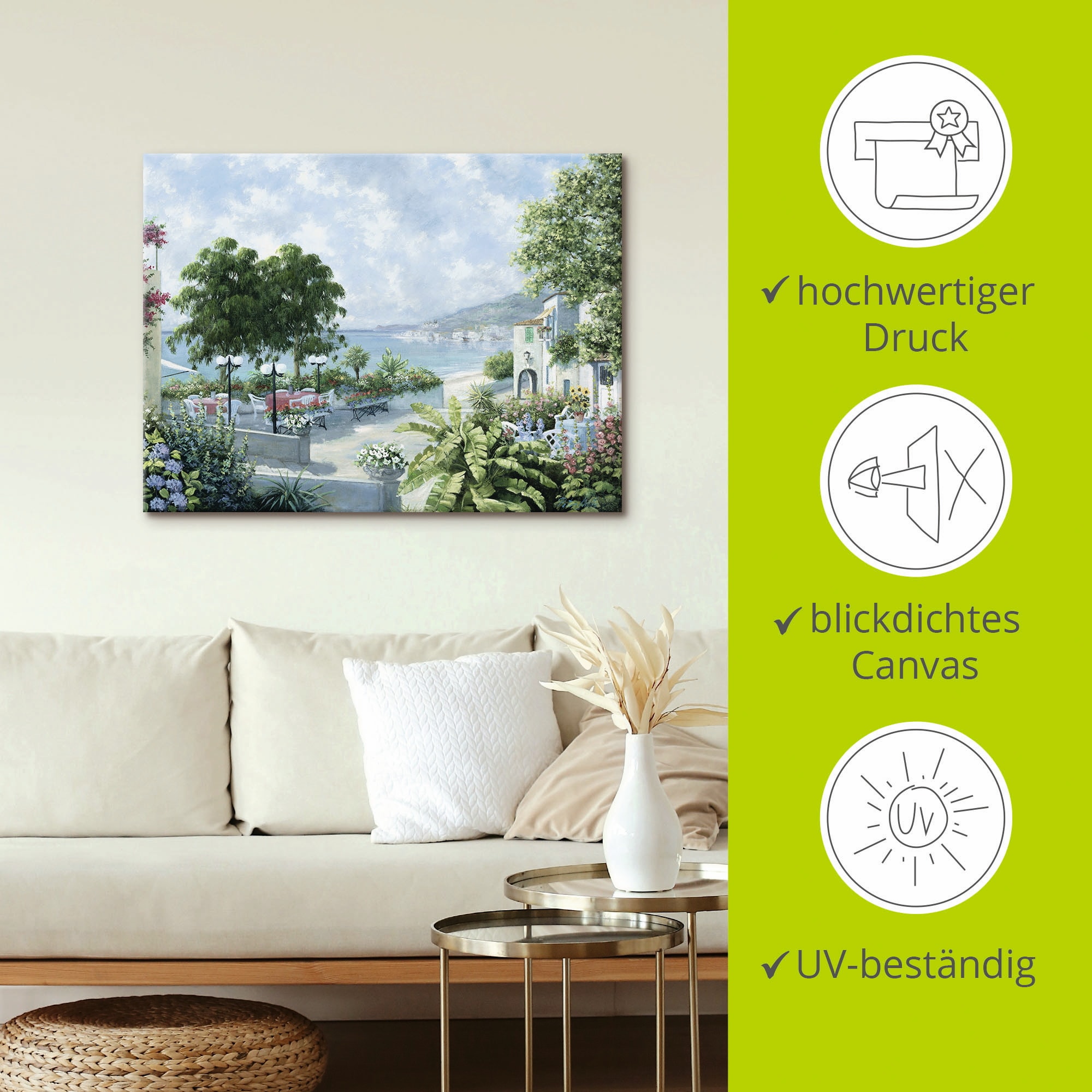 Artland Wandbild »Ozeansicht«, Garten, (1 St.), als Leinwandbild, Poster in verschied. Größen