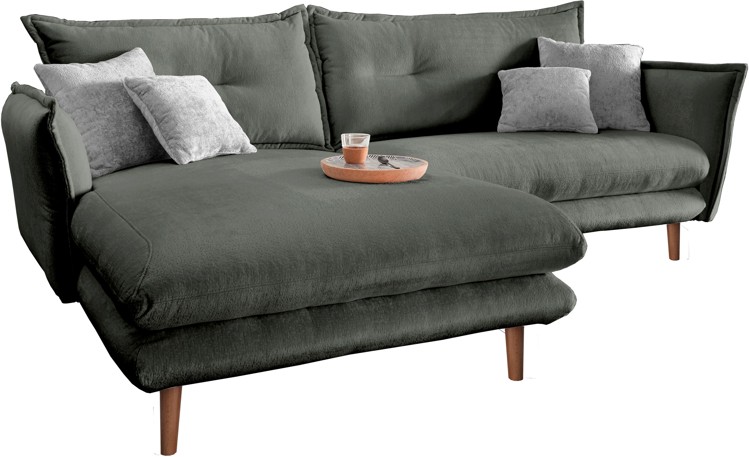 INOSIGN Ecksofa »Lazio modern und bequem, schmale Armlehnen, tolle Detailverarbeitung«, zwei verschiedene Fußfarben wählbar