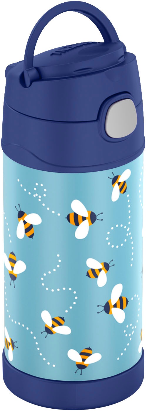 THERMOS Isolierflasche »FUNTAINER STRAW BOTTLE, doppelwandiger Edelstahl, spülmaschinenfest«, (1 tlg.), 0,35l, mit Silikonstrohalm, absolut dicht