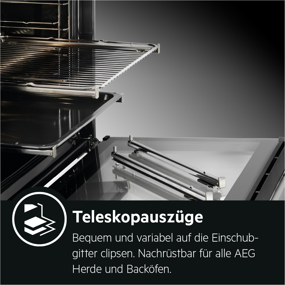 AEG Elektro-Standherd "CCB5440CBM", Energieeffizienz: A (A+++-D), silber (edelstahl mit antifingerprint), Herdsets, Gleichmäßiges Garen auf 3 Ebenen mit 8 Programmen,inkl. Zubehör, Timer 2
