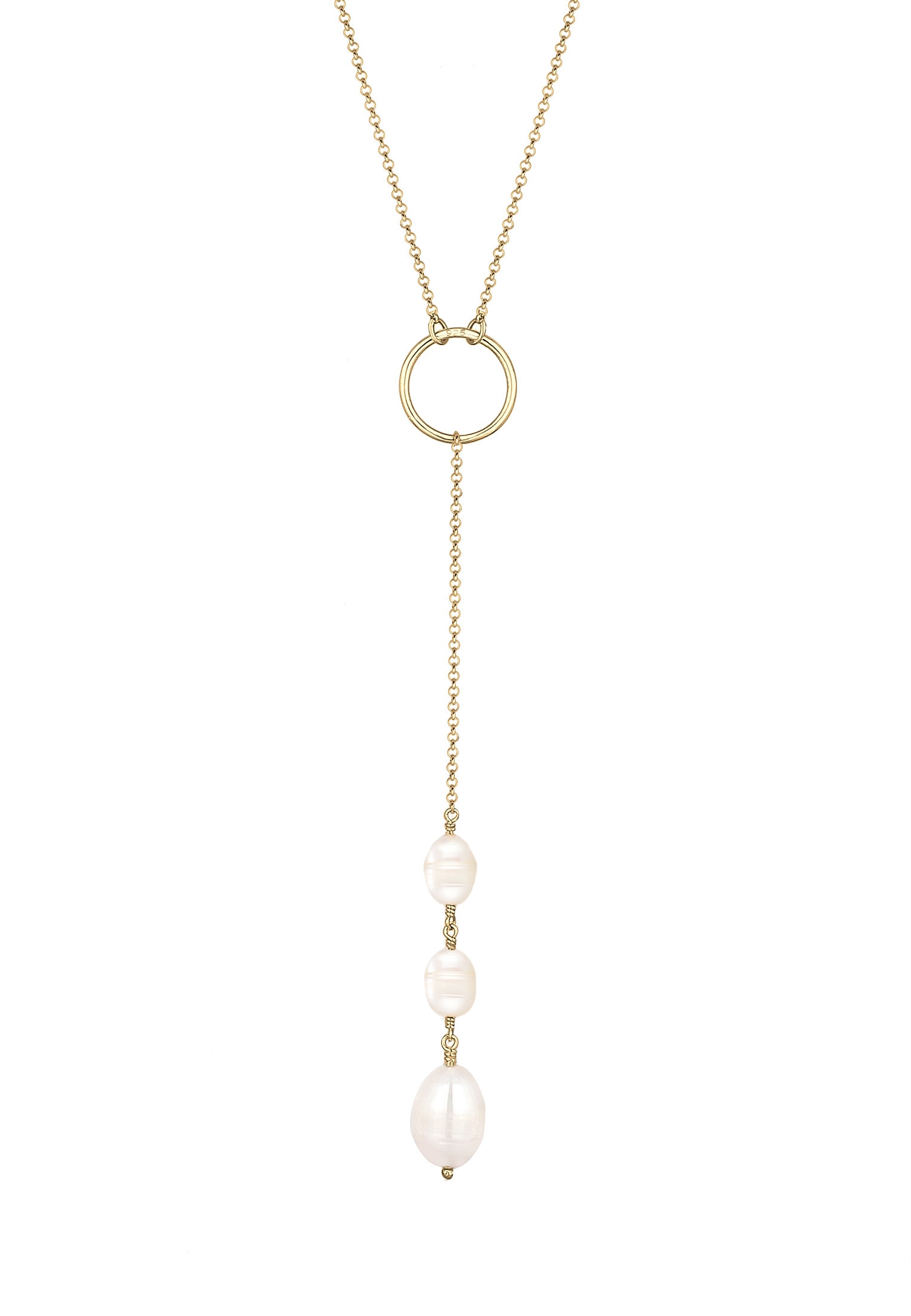 Elli Perlenkette »Y-Kette Baroque Perle Klassisch Zeitlos 925 Silber«