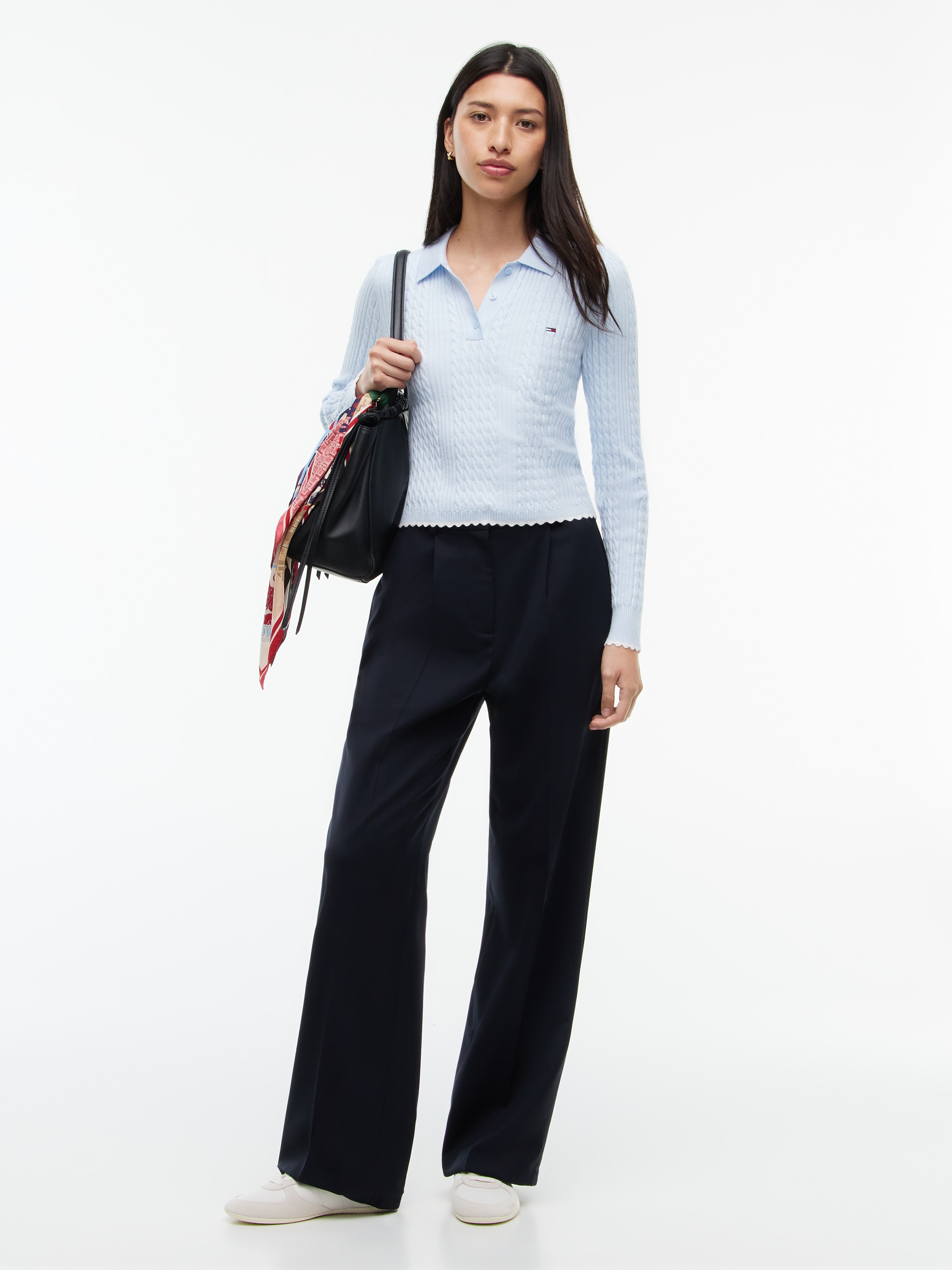 Tommy Jeans Polokragenpullover »TJW MICRO CABLE POLO SWEATER EXT« Viskosemischung, mit Zopfmuster