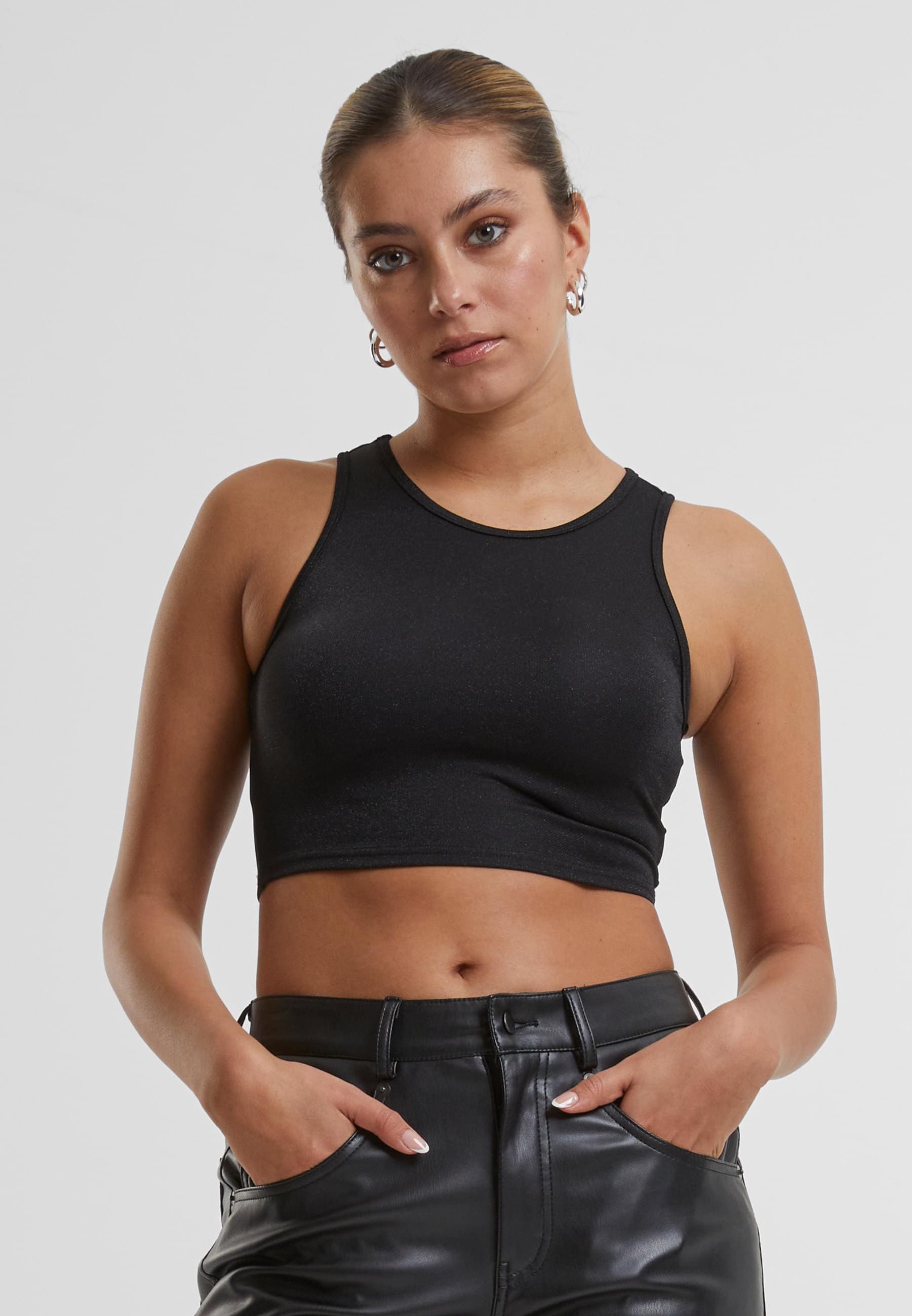 URBAN CLASSICS Muskelshirt »Urban Classics Ladies Glitter Cropped Top«, (1 tlg.)