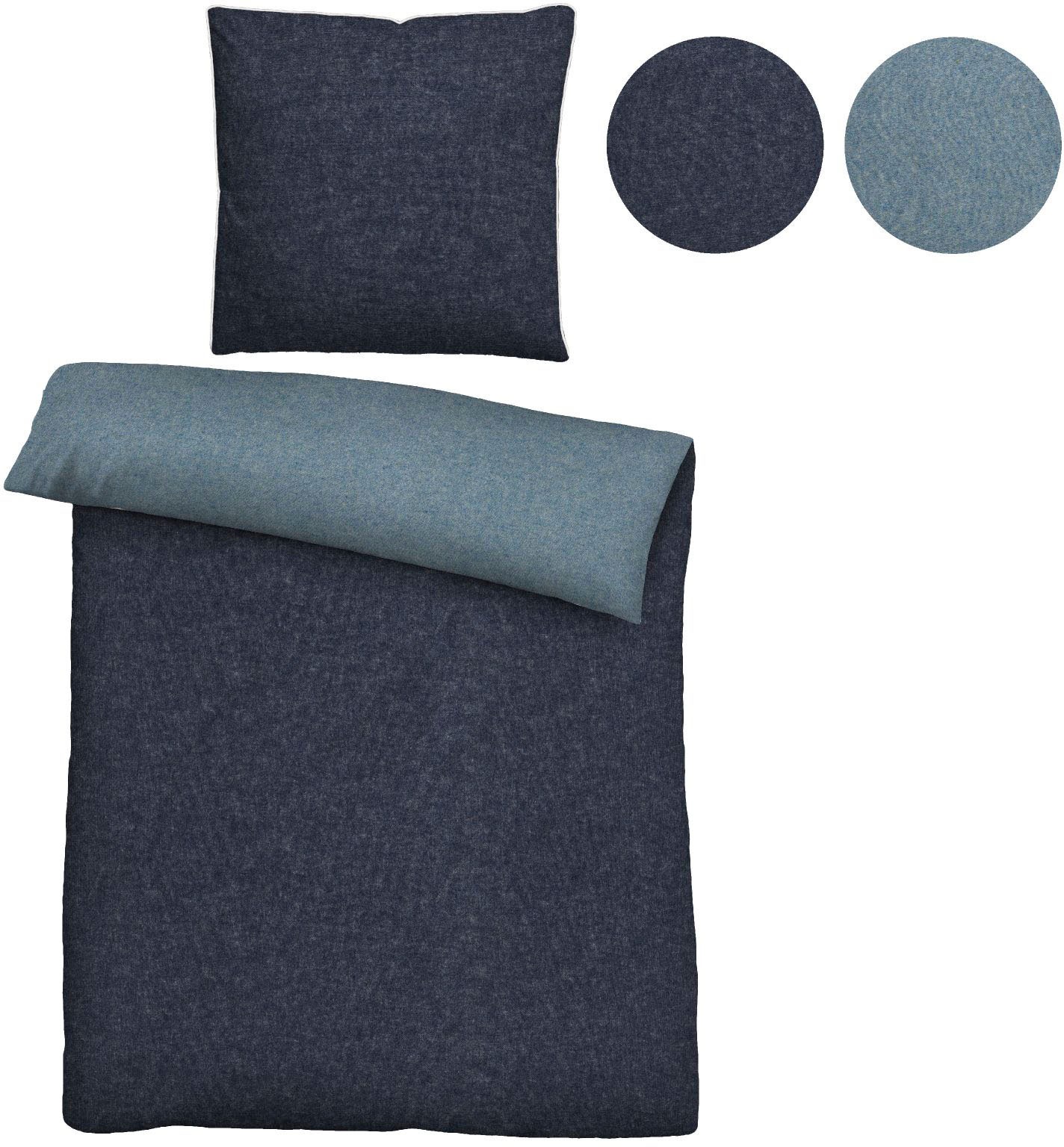 Biberna Wendebettwäsche »Hermal«, aus weicher, wohlig warmer Flanell (Biber) Qualität in Melange Optik, aus 100% Baumwolle, STANDARD 100 by OEKO-TEX® zertifiziert, Made in Germany