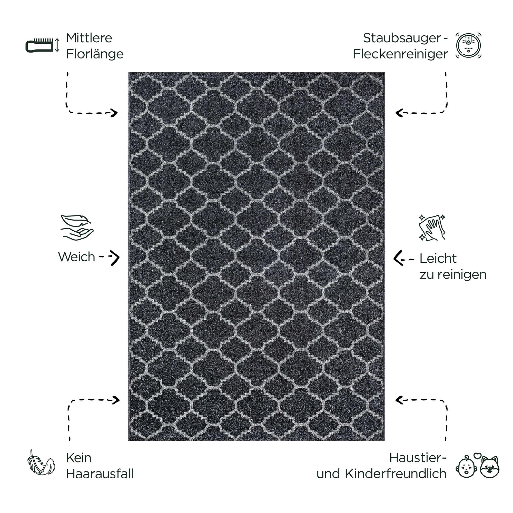Sanat Teppich »Boho 8202« rechteckig 10 mm Höhe Kurzflor, robust, Boho, Scandic, für Fussbodenheizung geeignet