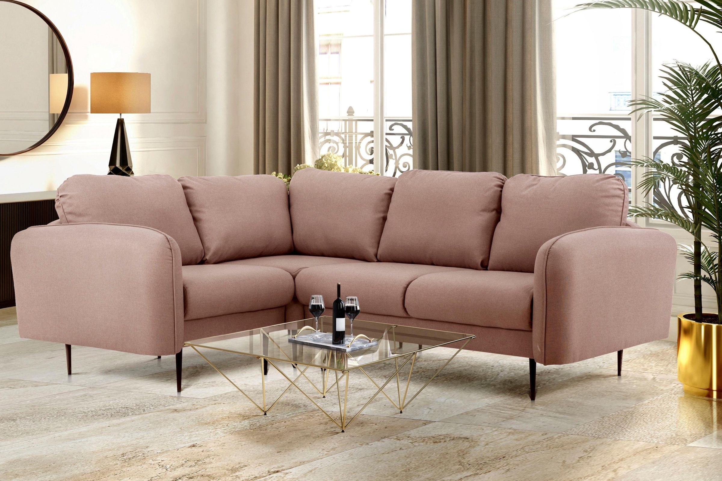 Home affaire Ecksofa "Skidi L-Form" mit losen Rückenkissen und Keder oben a günstig online kaufen