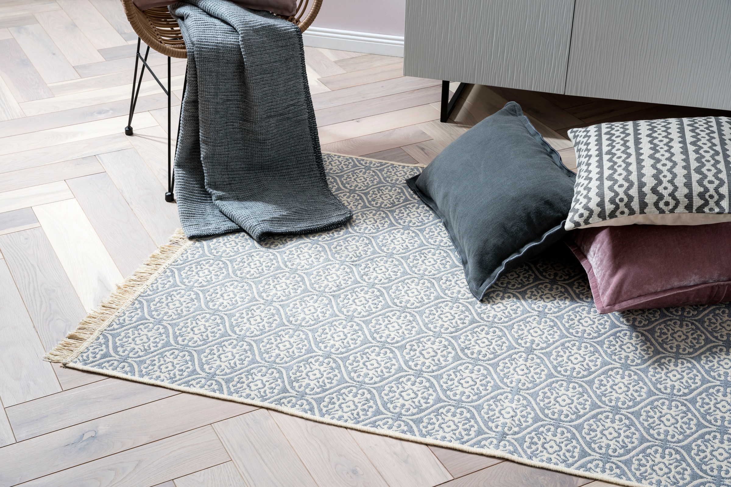 done.® Teppich »FLORENZ« rechteckig 8 mm Höhe Flachgewebe, Ornamente, mit Fransen, waschbar