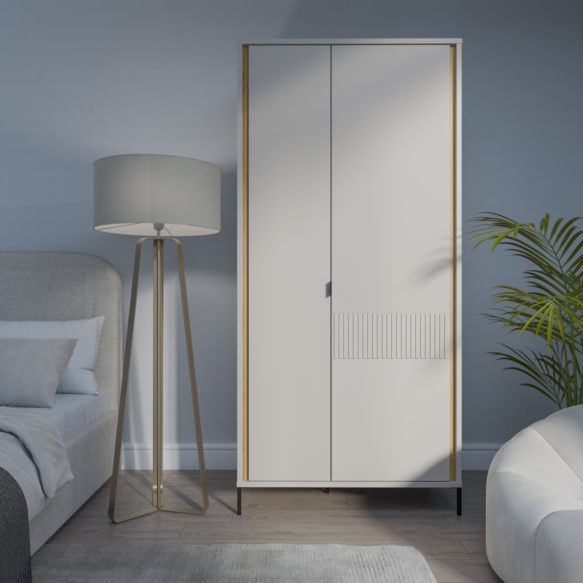 FORTE Kleiderschrank »Forte Seravel Drehtürenschrank, Lamellenoptik, 2 Türen« B/H/T 94,1/199,2/60,5 cm, Metallfüße