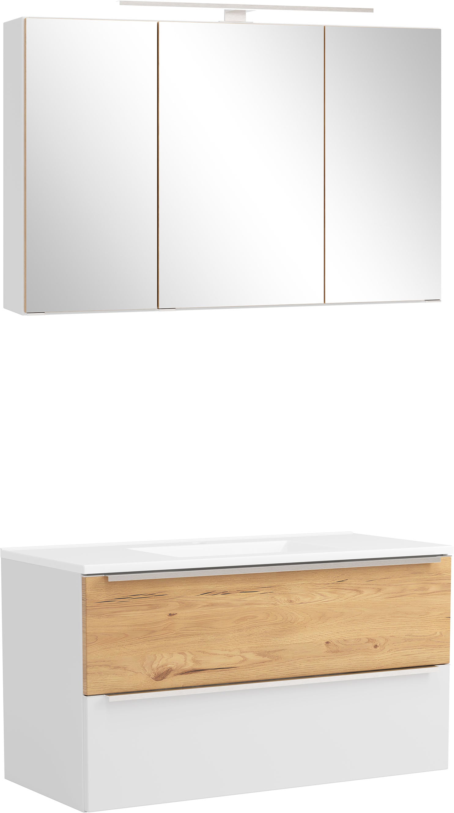 welltime "TRIENT, Set: Spiegelschrank und Waschtisch" 2 Stk. tlg.