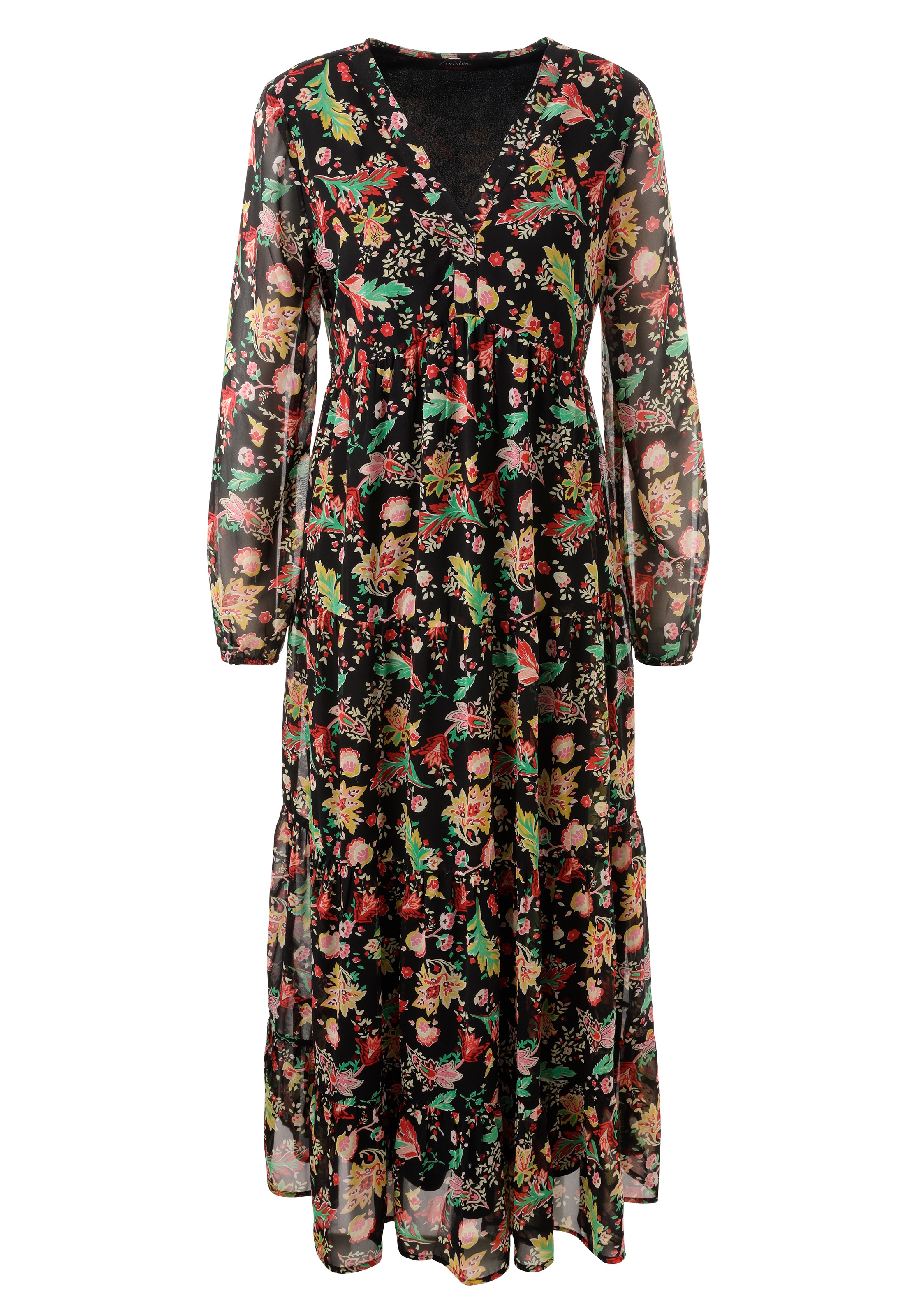 Aniston CASUAL Maxikleid, mit farbenfrohem Blumendruck - jedes Teil ein Unikat - NEUE KOLLEKTION