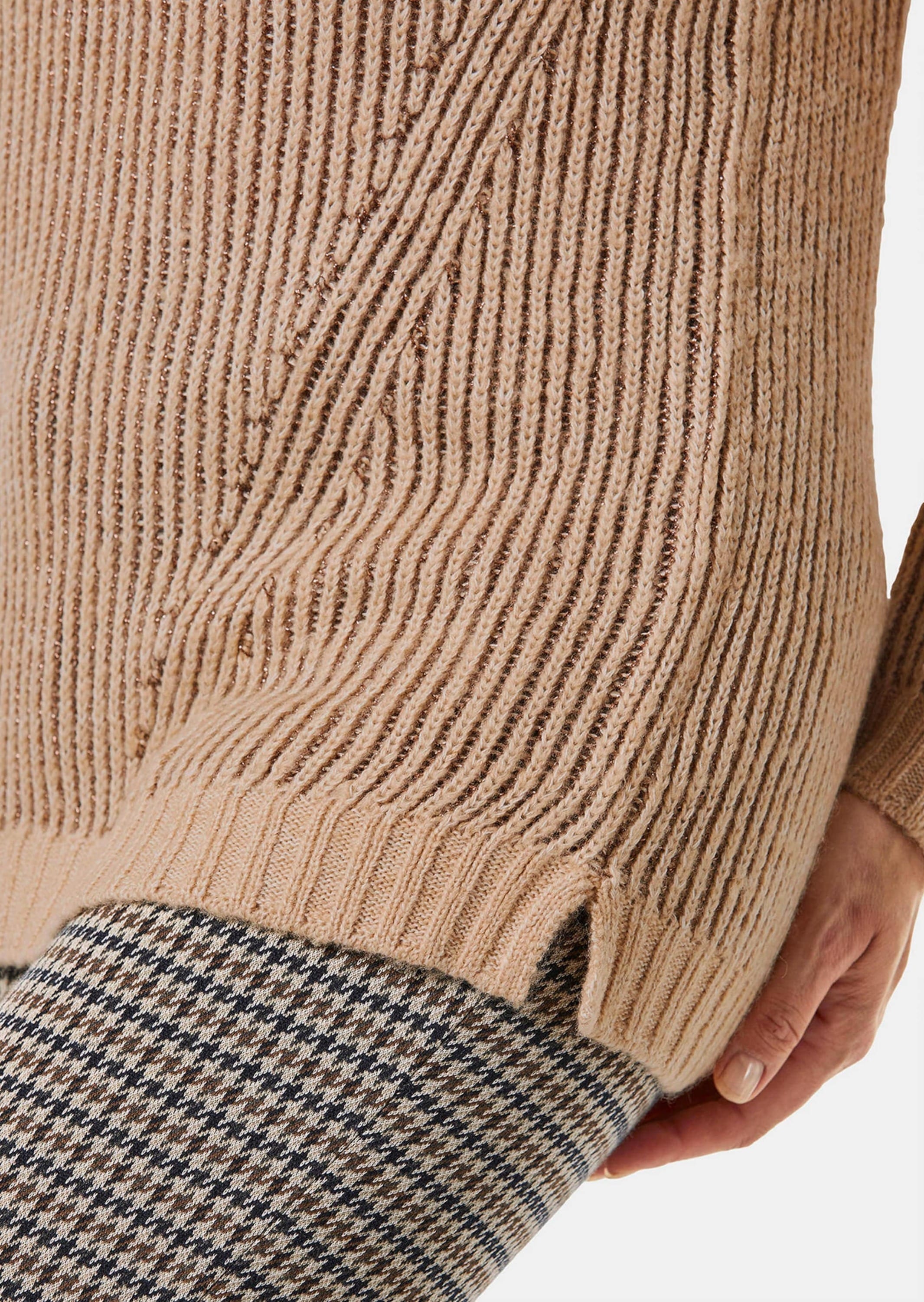 GOLDNER Strickpullover »Kurzgröße Strickpullover mit interessanter Struktur und Glitzergarn«