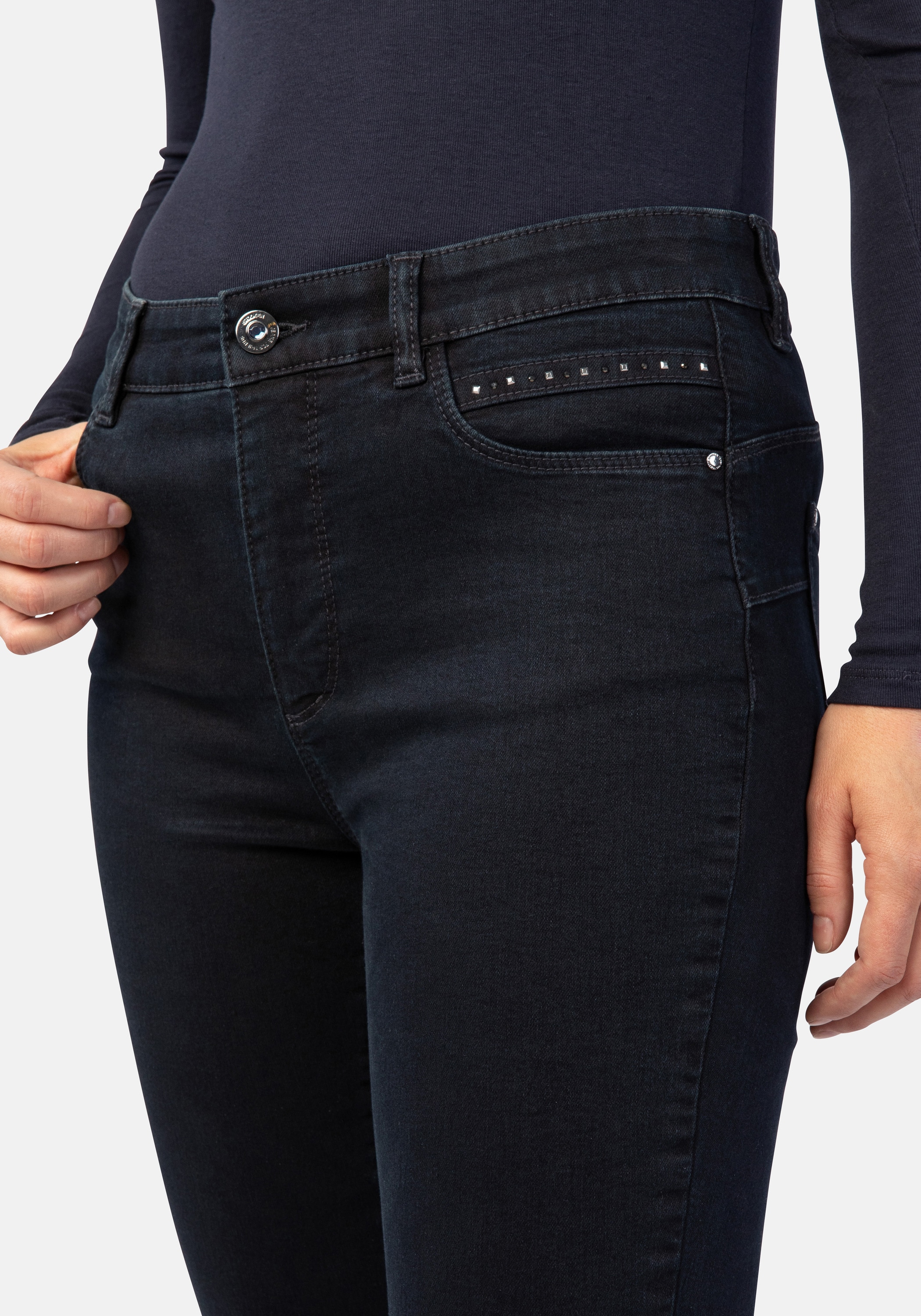 STOOKER WOMEN 5-Pocket-Jeans »Rio Denim Studs Skinny Fit«, Skinny Fit Casual Clean Wash Denim Jeans Magic Shape Effekt für Damen