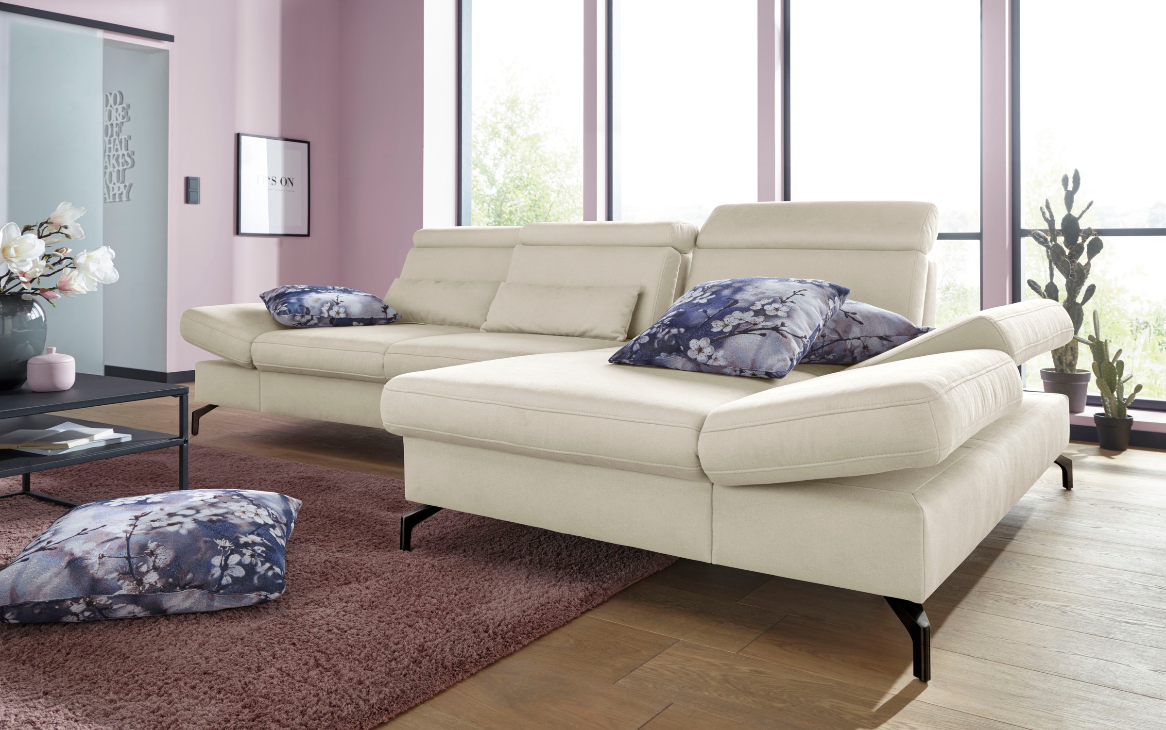 sit&more Ecksofa »Brisbane L-Form«, Fußhöhe 12 cm, inklusive Sitztiefen-, Armteil- und Kopfteilverstellung