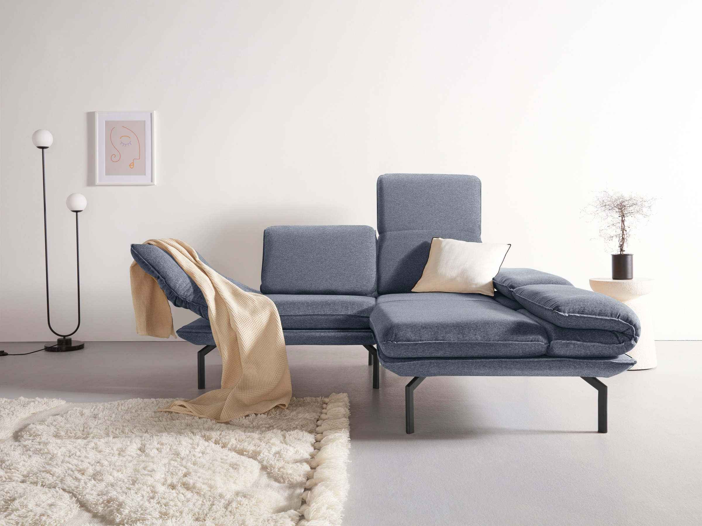 DOMO collection Ecksofa »New York«, wahlweise mit Arm- und Rückenfunktion,  mit Winkelfuß aus Metall bestellen | BAUR