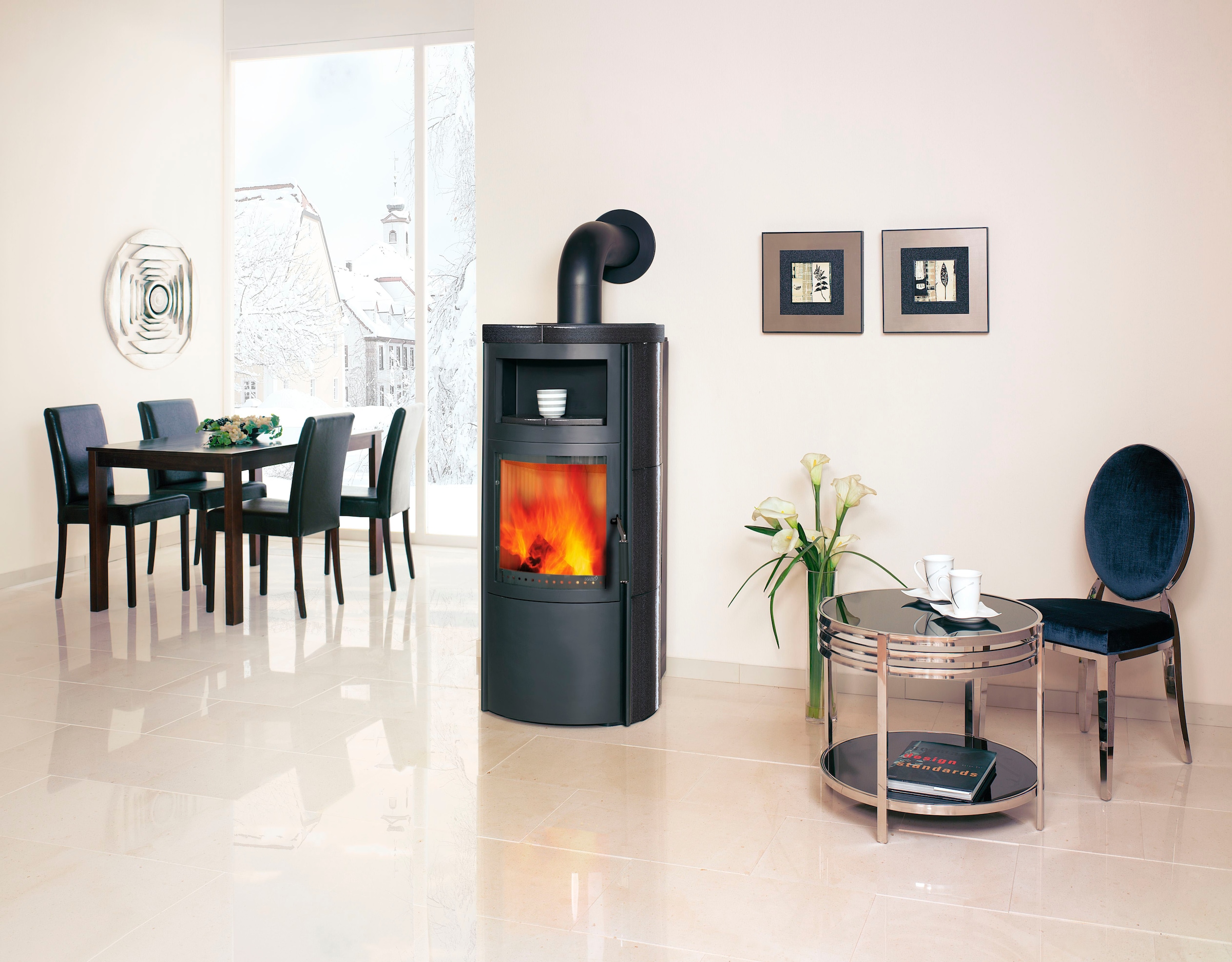HARK Kaminofen »»Vito WW GT ECOplus 8,4 KW««, Ofenkacheln meteor-schwarz