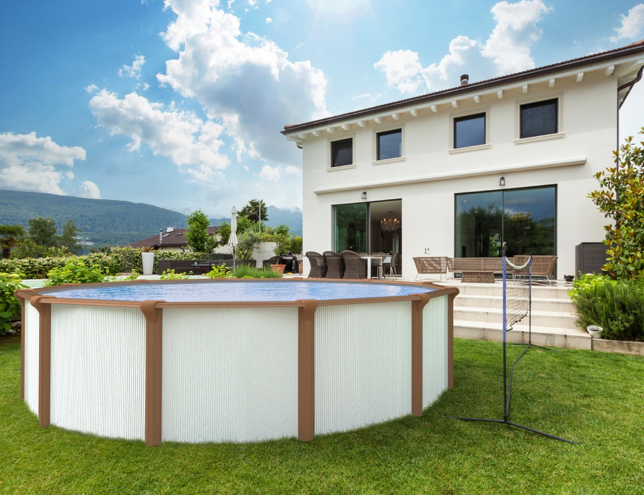 KWAD Rundpool "Green line Evolution" 5,5x1,32 white- wood, Folie in blau, s günstig online kaufen