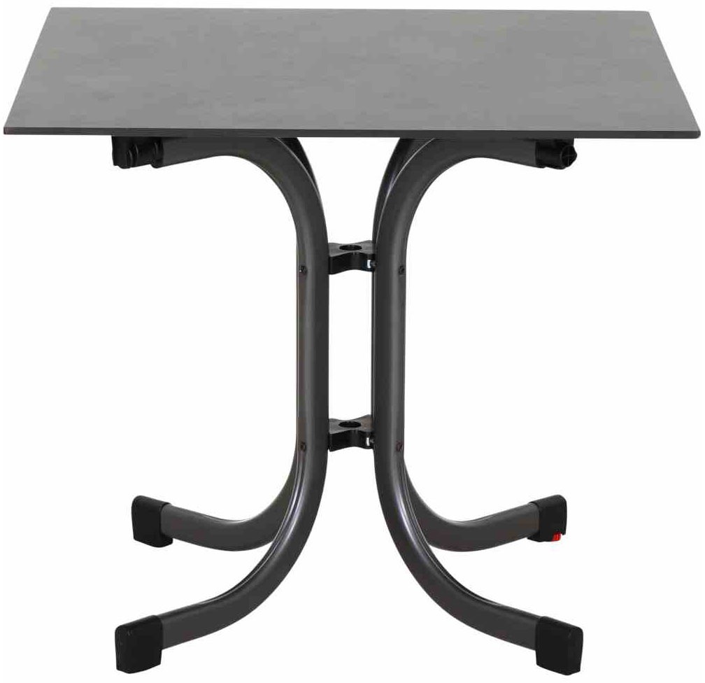 Siena Garden Gartensessel »Lane Sessel anthrazit 4er Set mit Tisch« Set, 4 Stk. tlg. 4 x Stapelsessel + Tisch Sola 80 x 80 cm