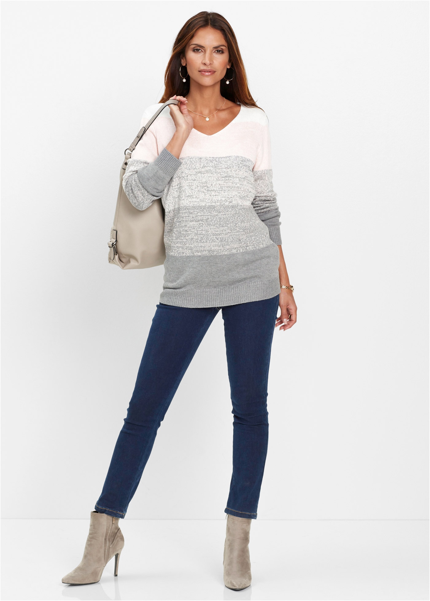 bonprix Longpullover »Long-Pullover mit Cashmere-Anteil« aus Viskose, Polyamid, Polyester und Kaschmir, lockere Passform