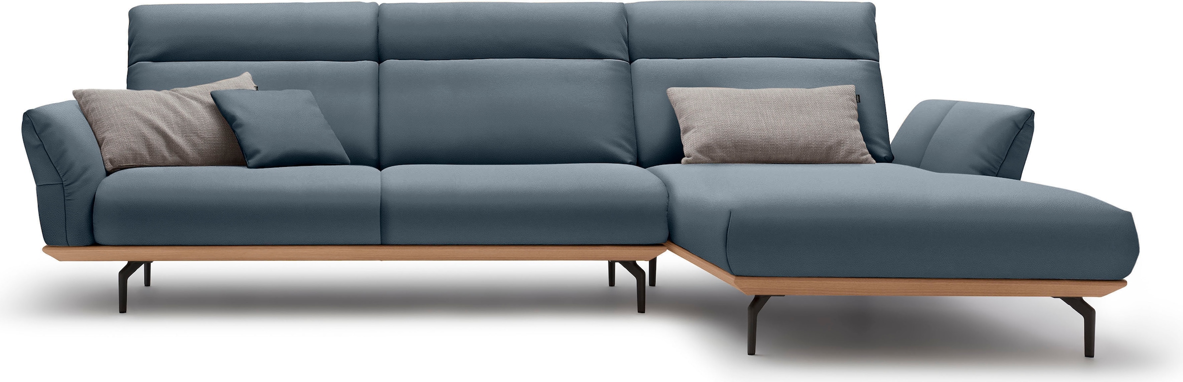 Creation BY ROLF BENZ Ecksofa "CR.460 Design-Sofa, verstellbare Rückenlehne, L-Form" Sockel in Eiche, Winkelfüße in Umbragrau, Breite 318 cm