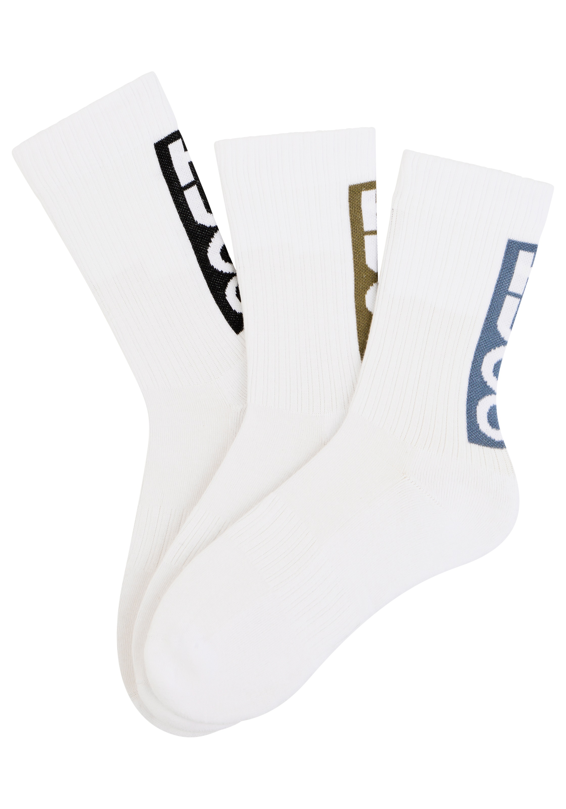 HUGO Underwear Freizeitsocken »3P QS BACK LABEL CC« Packung, 3 Paar tlg. mit kontrastfarbenen Logoschriftzug
