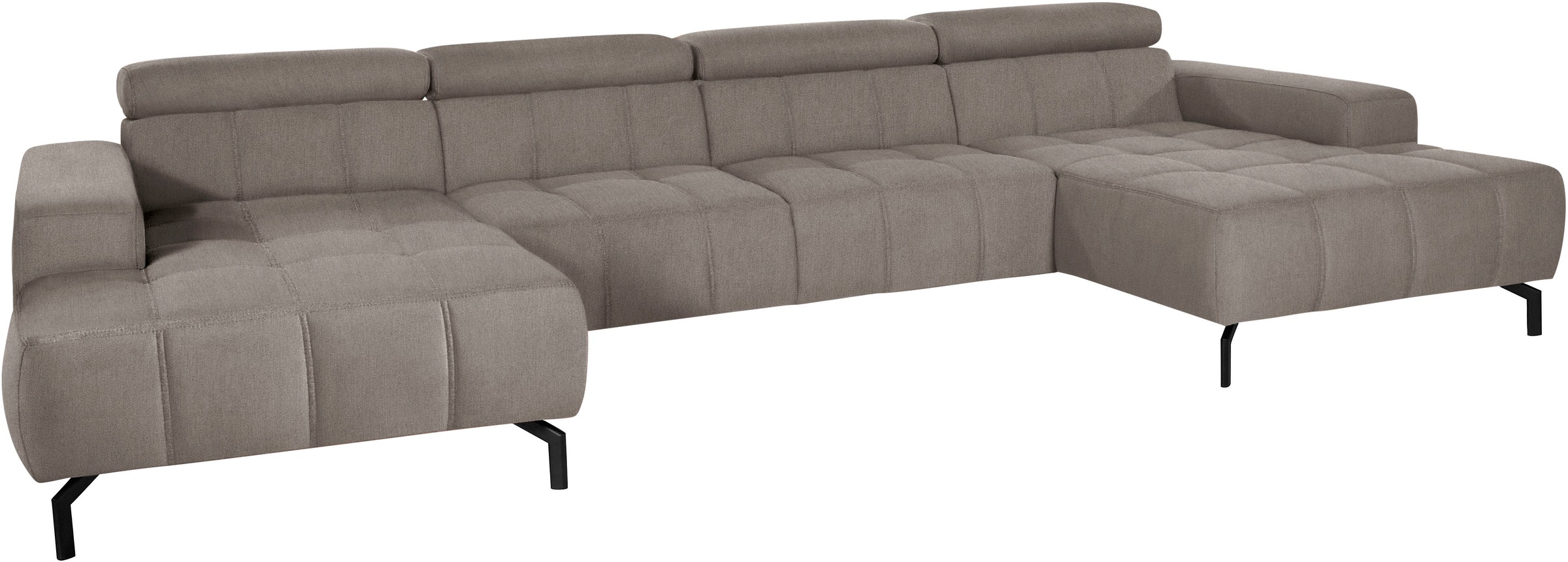 DOMO collection Wohnlandschaft »Cunelli tolle Sitznähte als Designelement, fester Sitzkomfort, U-Form«, wahlweise mit Kopfteilverstellung, bodenfrei