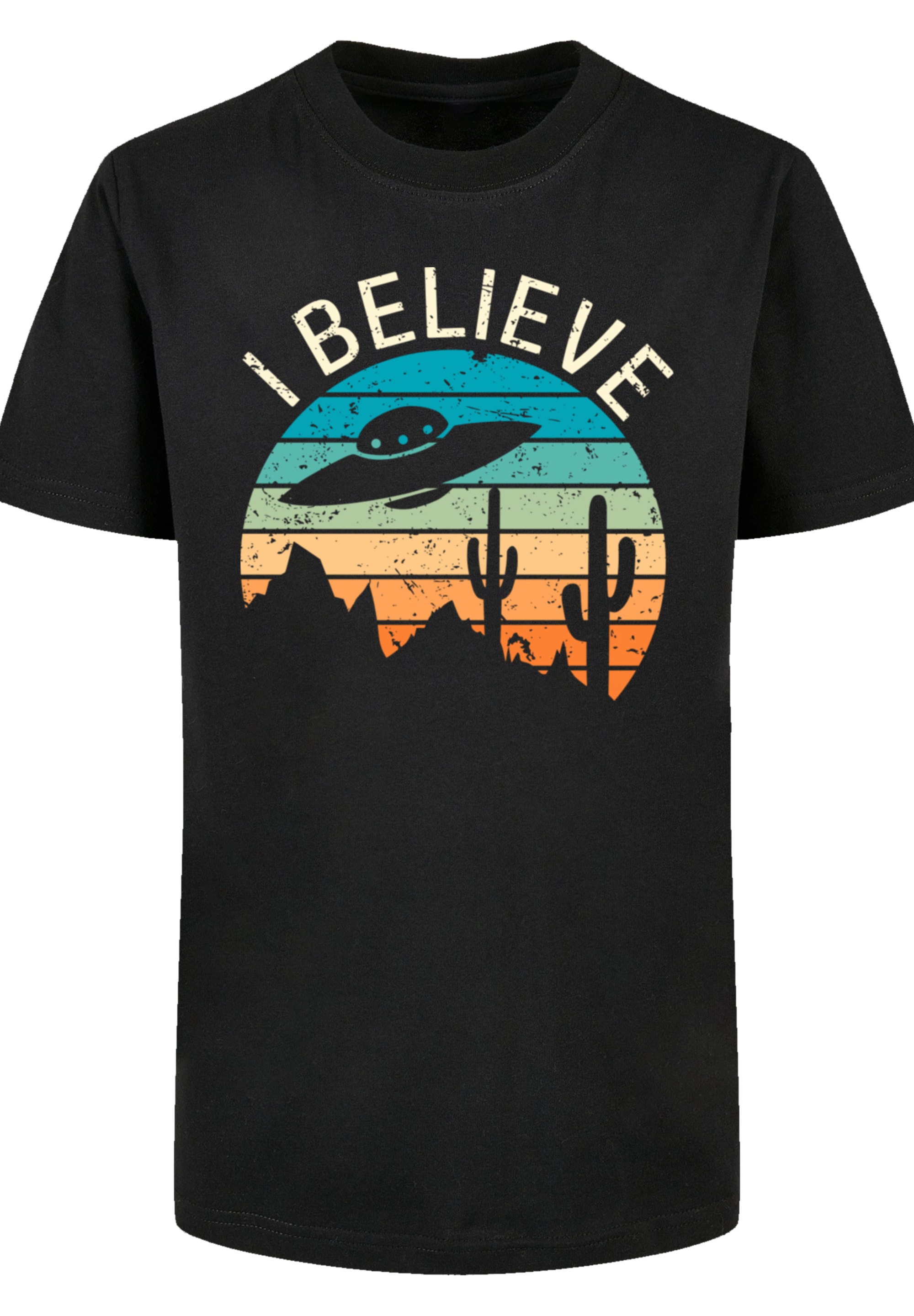 F4NT4STIC T-Shirt »I Believe UFO Alien Sunset«, Premium Qualität