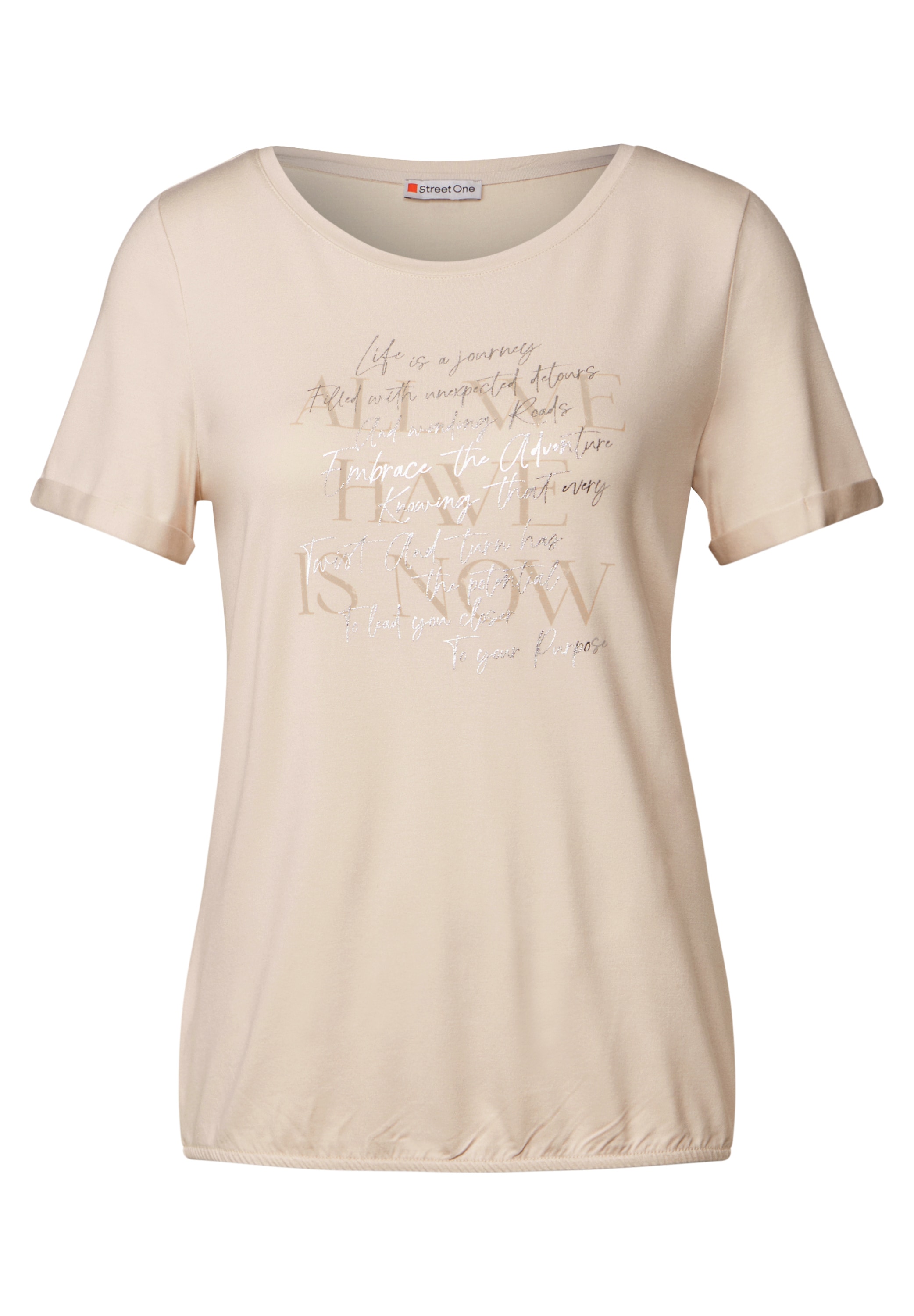 STREET ONE Rundhalsshirt, mit Elastiksaum