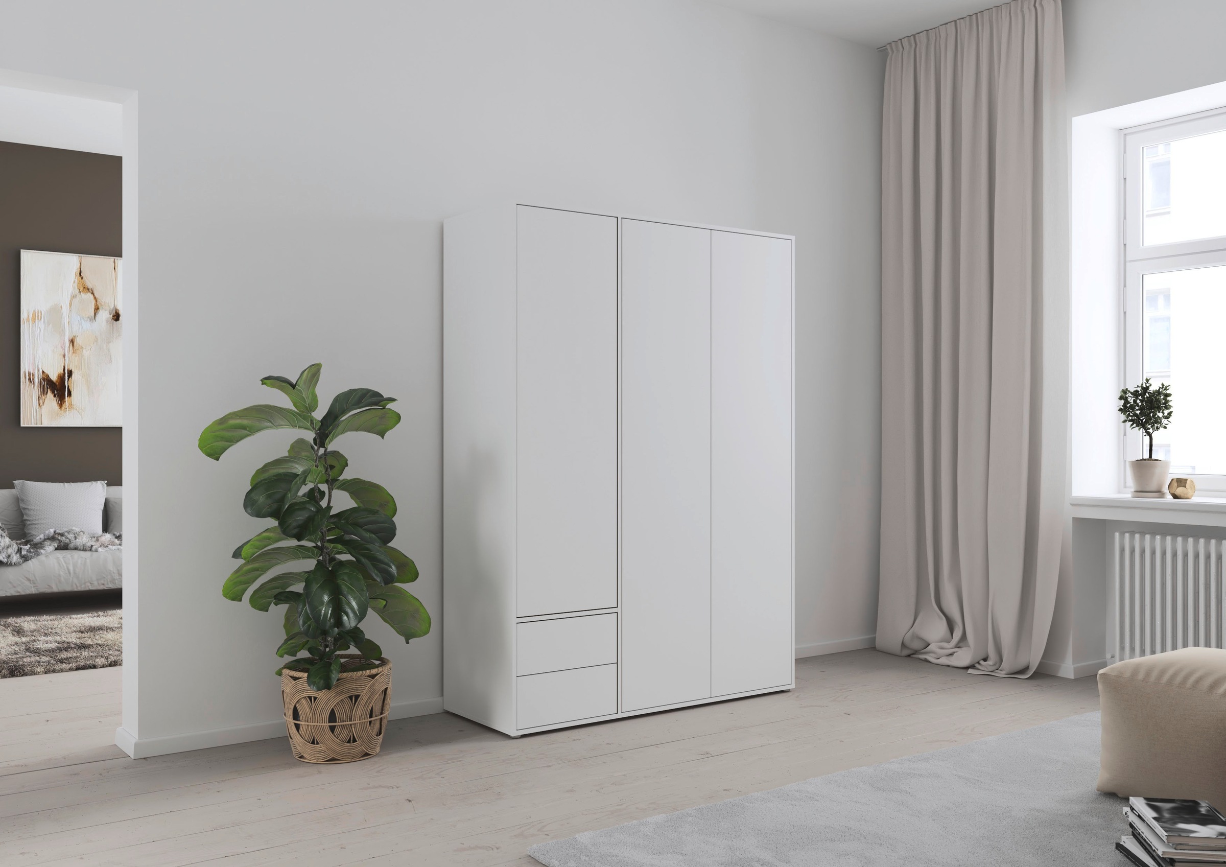 rauch Drehtürenschrank »Kleiderschrank Schrank Garderobe Wäscheschrank NABILA viel Stauraum«, (in 3 verschiedenen Ausstattungen BASIC/CLASSIC/PREMIUM), mit 2 Schubladen und Push-to-Open Funktion TOPSELLER MADE IN GERMANY
