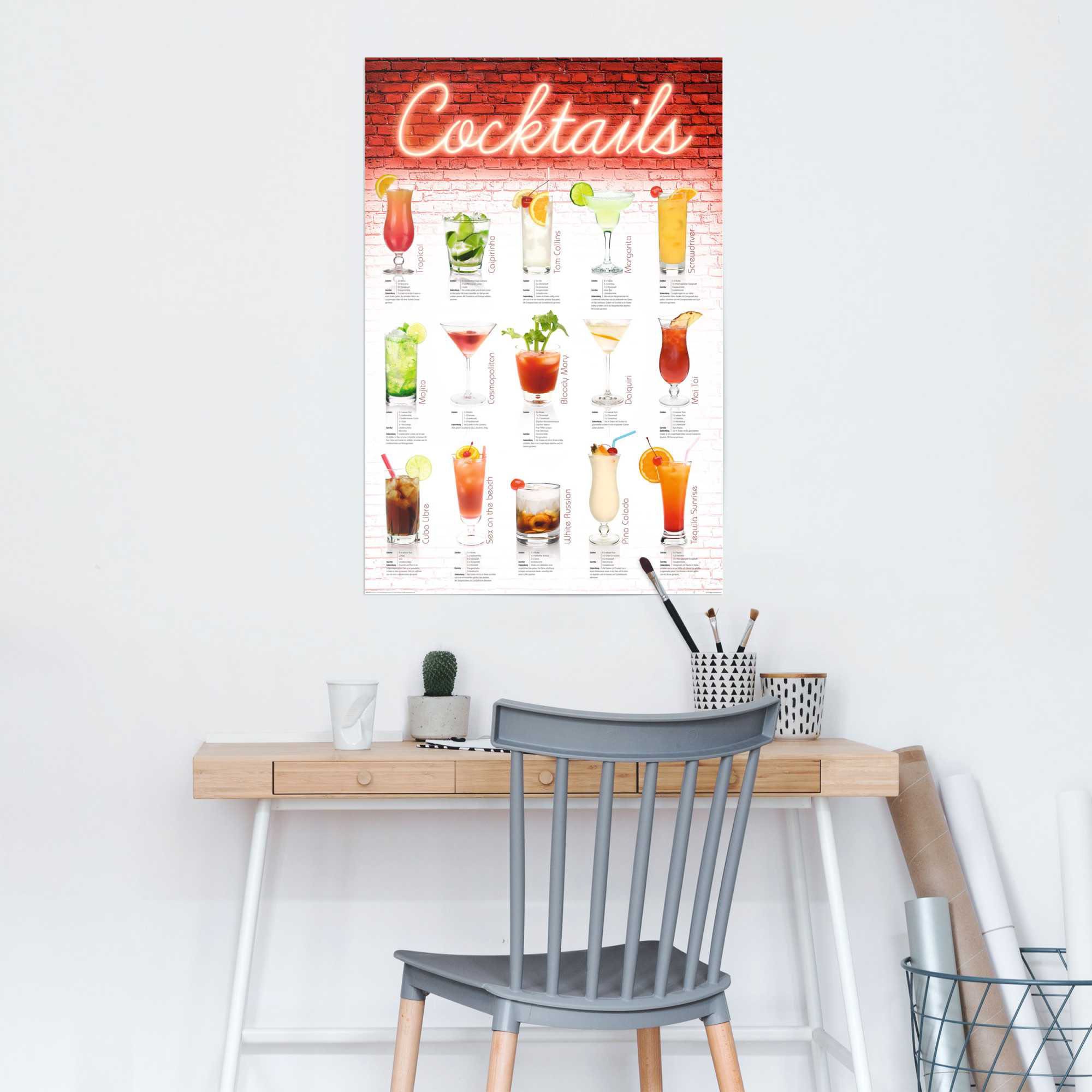 Reinders Poster "Cocktails Rezepte" 1 Stk. tlg. günstig online kaufen