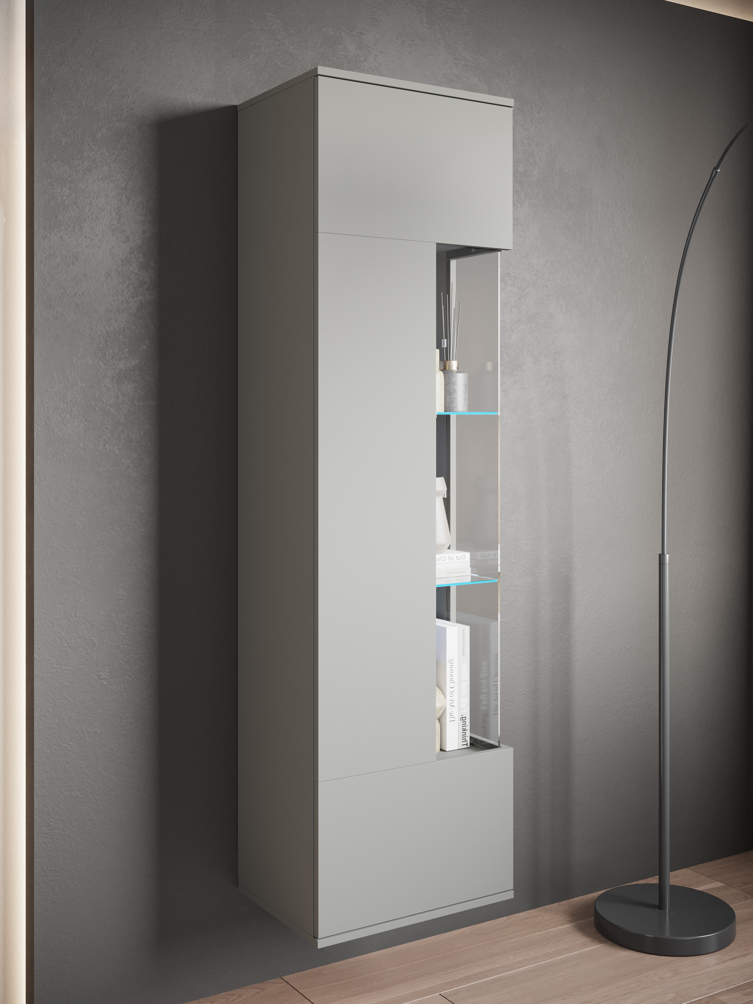 INOSIGN Vitrine »Kenia, stehend und hängend, Türanschlag wechselbar«, (1 St.), Vitrineschrank mit Glastüren 160 cm Höhe