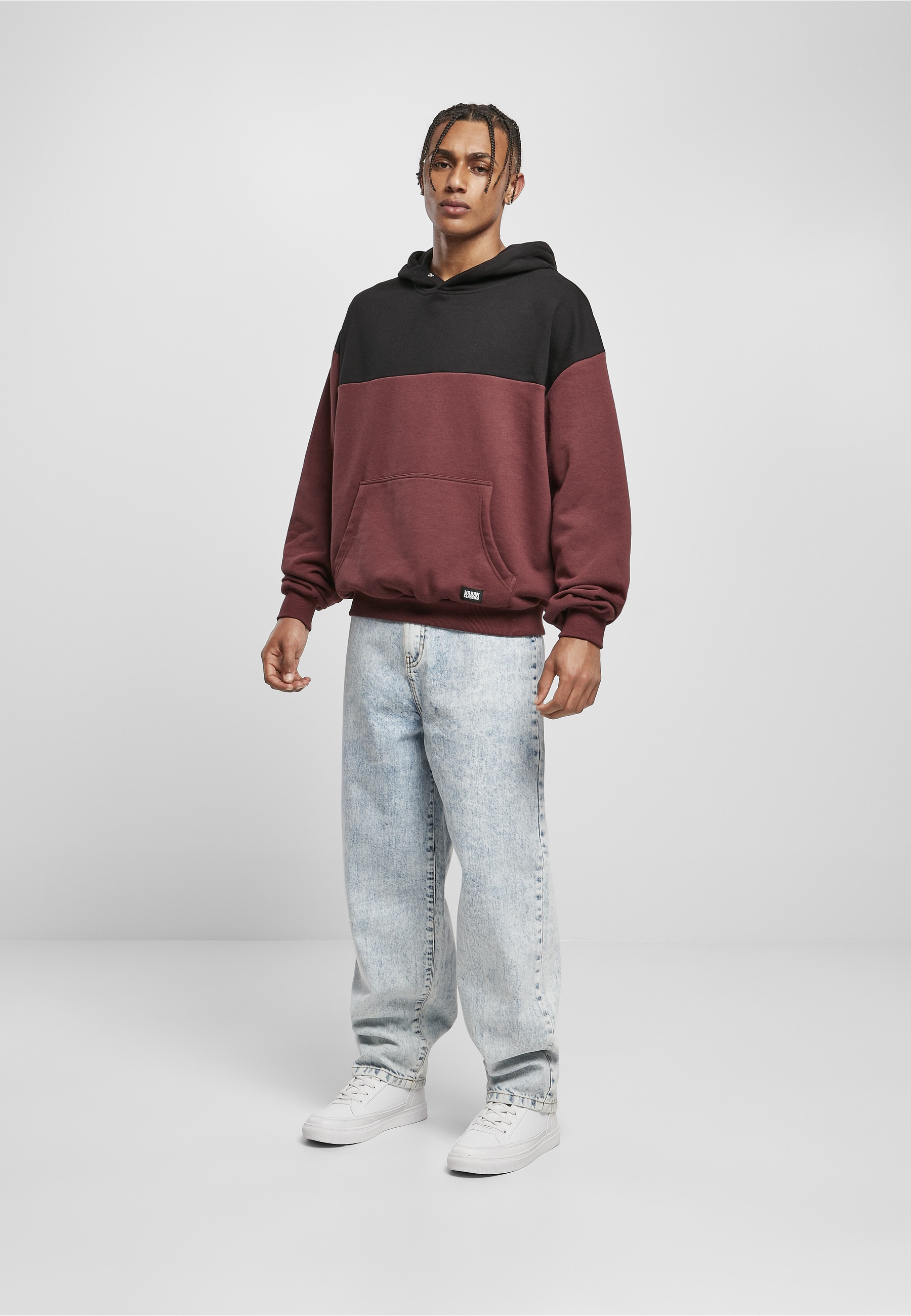 URBAN CLASSICS Rundhalspullover »Urban Classics Herren Upper Block Hoody« 1 Stk.