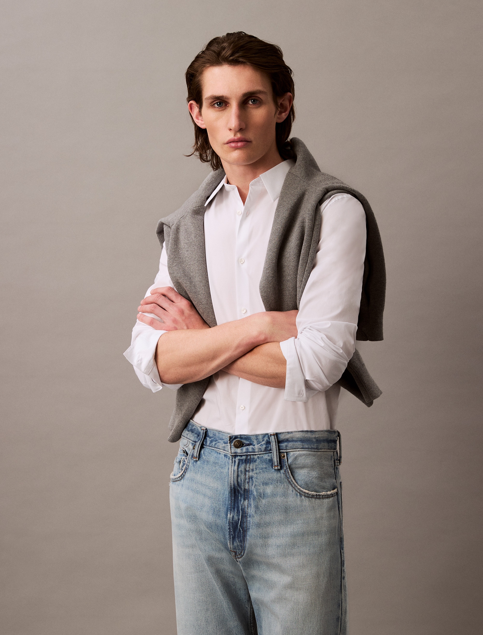 Calvin Klein Langarmhemd "LS SOLID STRETCH SLIM SHIRT", in Unifarbe günstig online kaufen