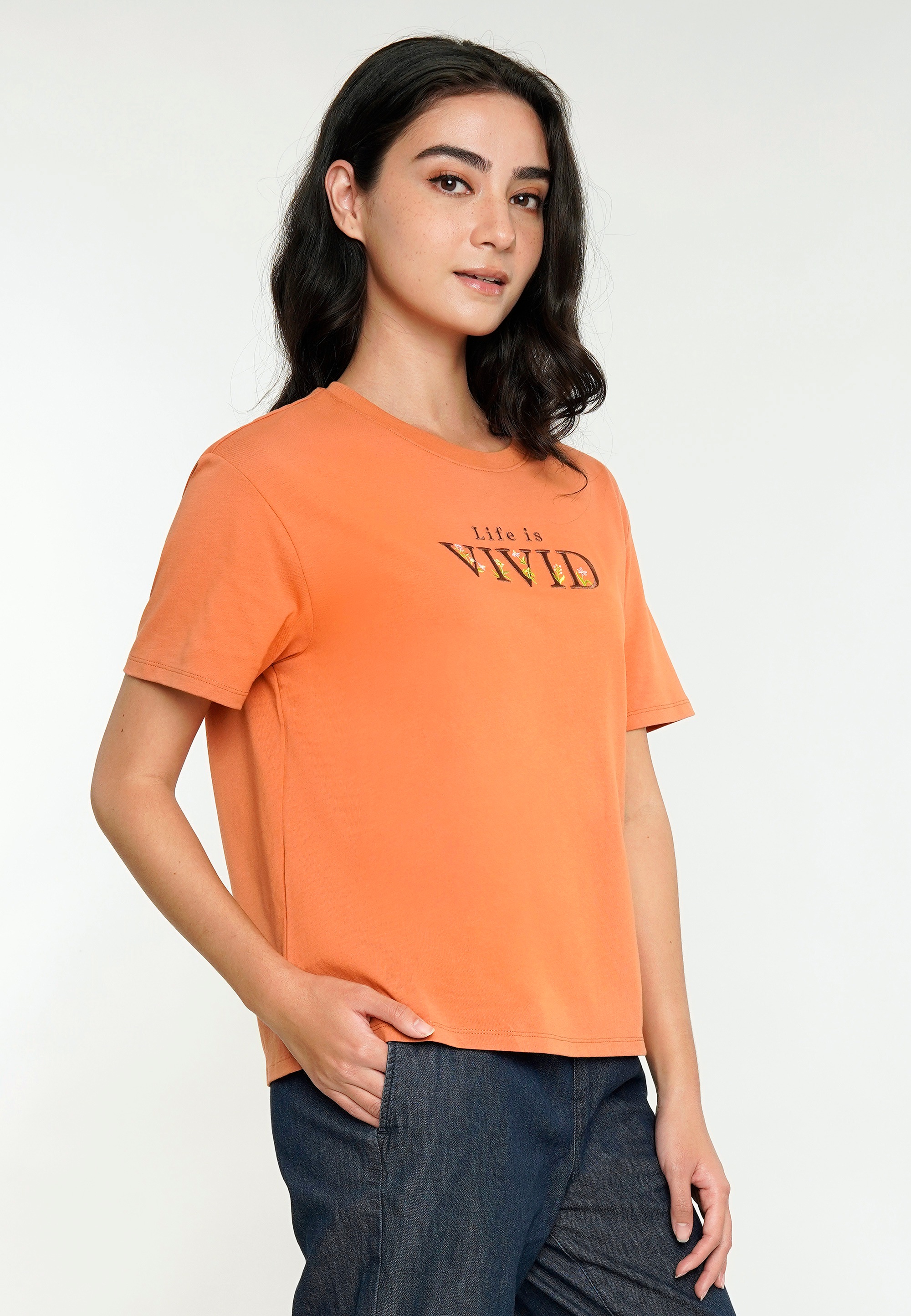 GIORDANO T-Shirt, mit zartem Front-Print BAUR bestellen | für