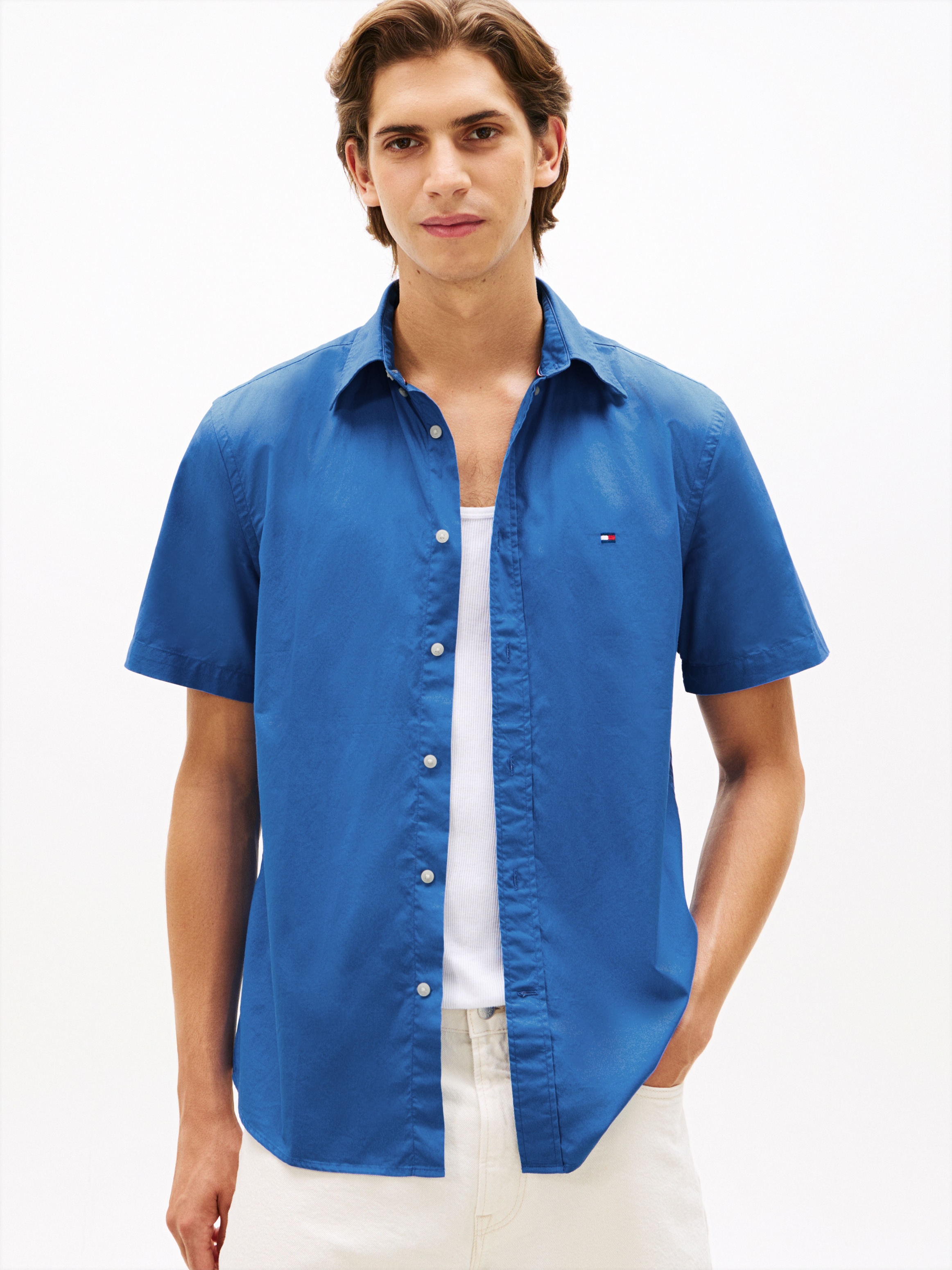 Tommy Hilfiger Kurzarmhemd "FLEX POPLIN SOLID" Regular fit mit Button-Down- günstig online kaufen