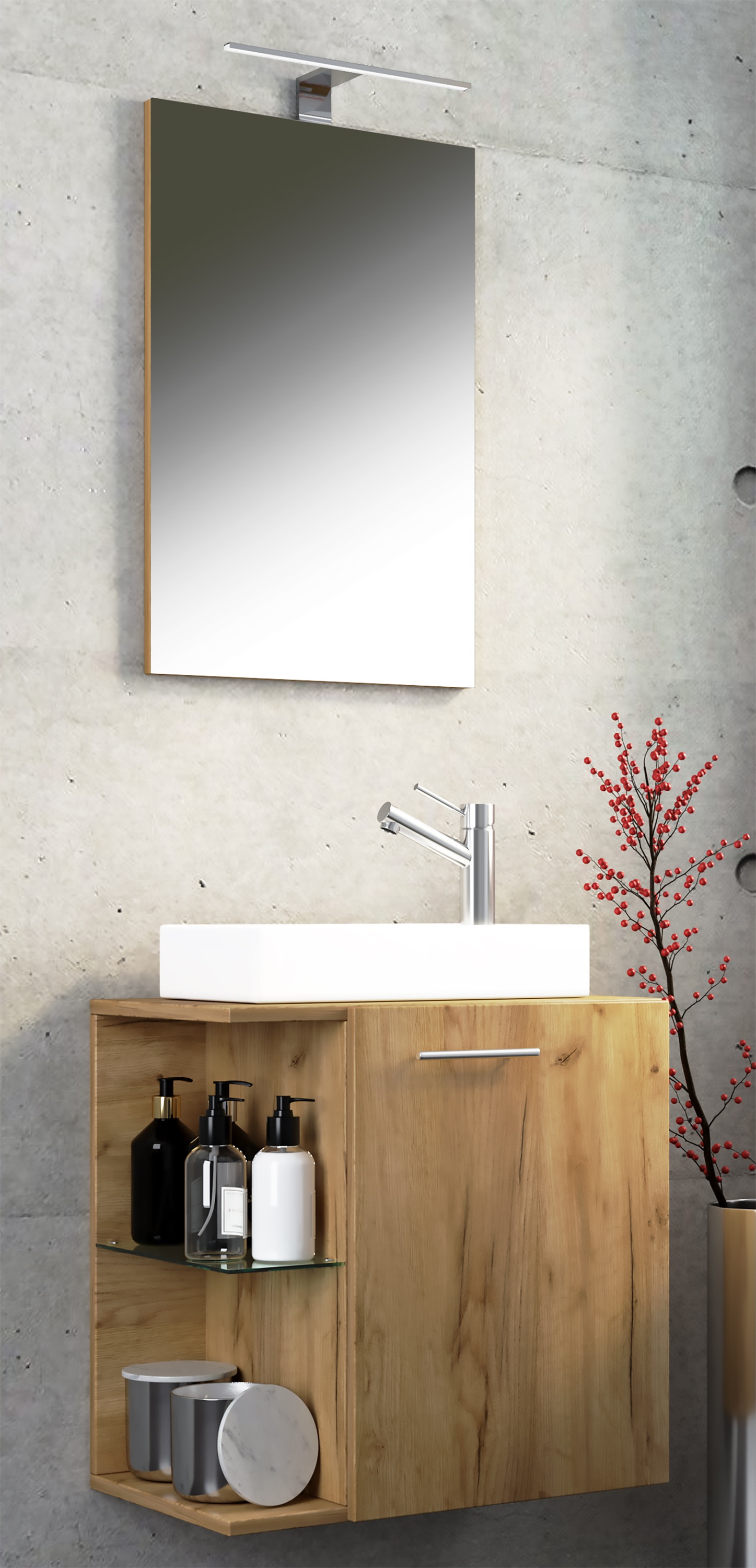 VCM Waschtisch "3-tlg Gäste WC Waschplatz Waschtisch Hausa Spiegel" 3 Stk. tlg.