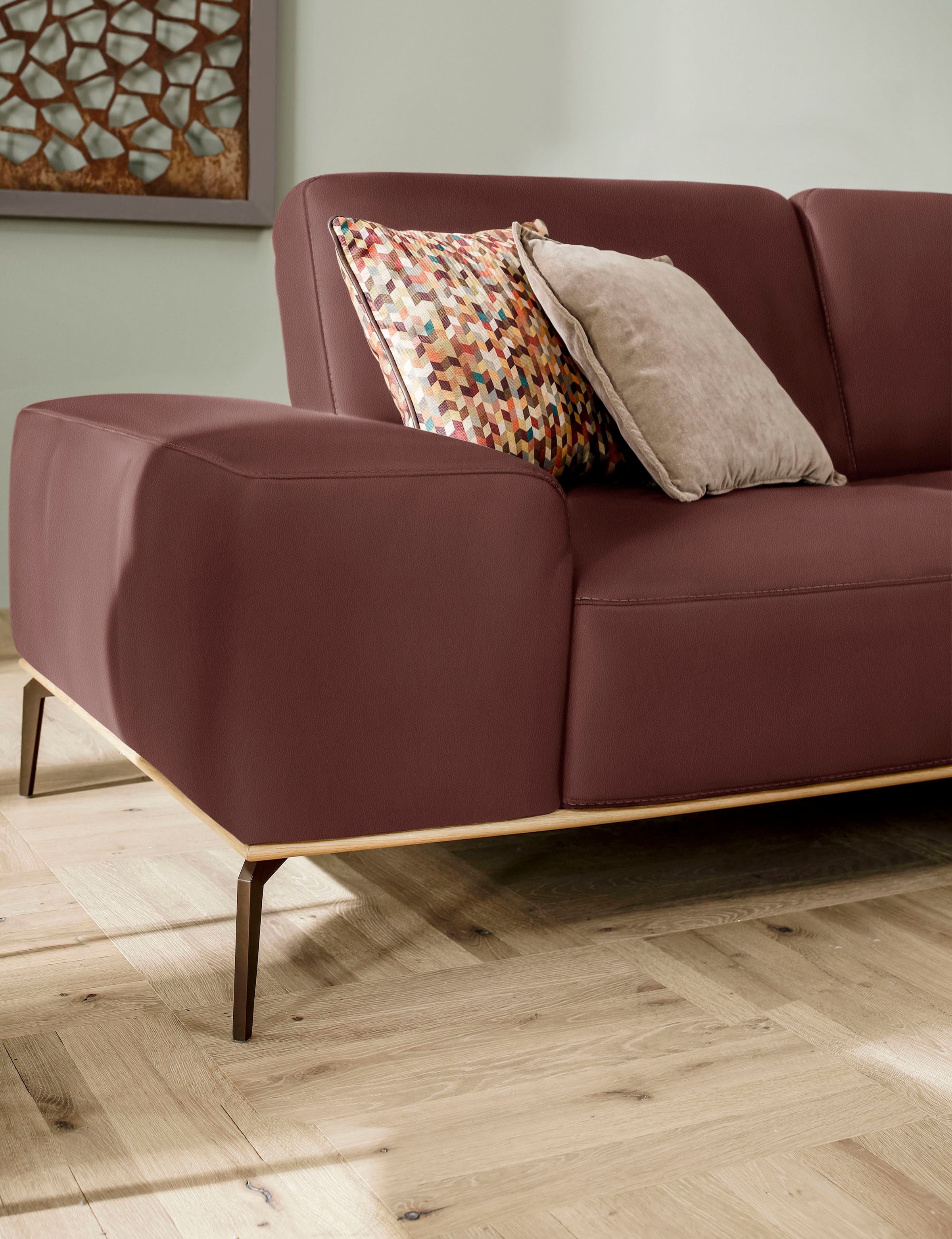 W.SCHILLIG Ecksofa »run, Designsofa mit tollem Sitzkomfort, bequem, L-Form«, mit Holzsockel, Füße in Bronze pulverbeschichtet, Breite 319 cm
