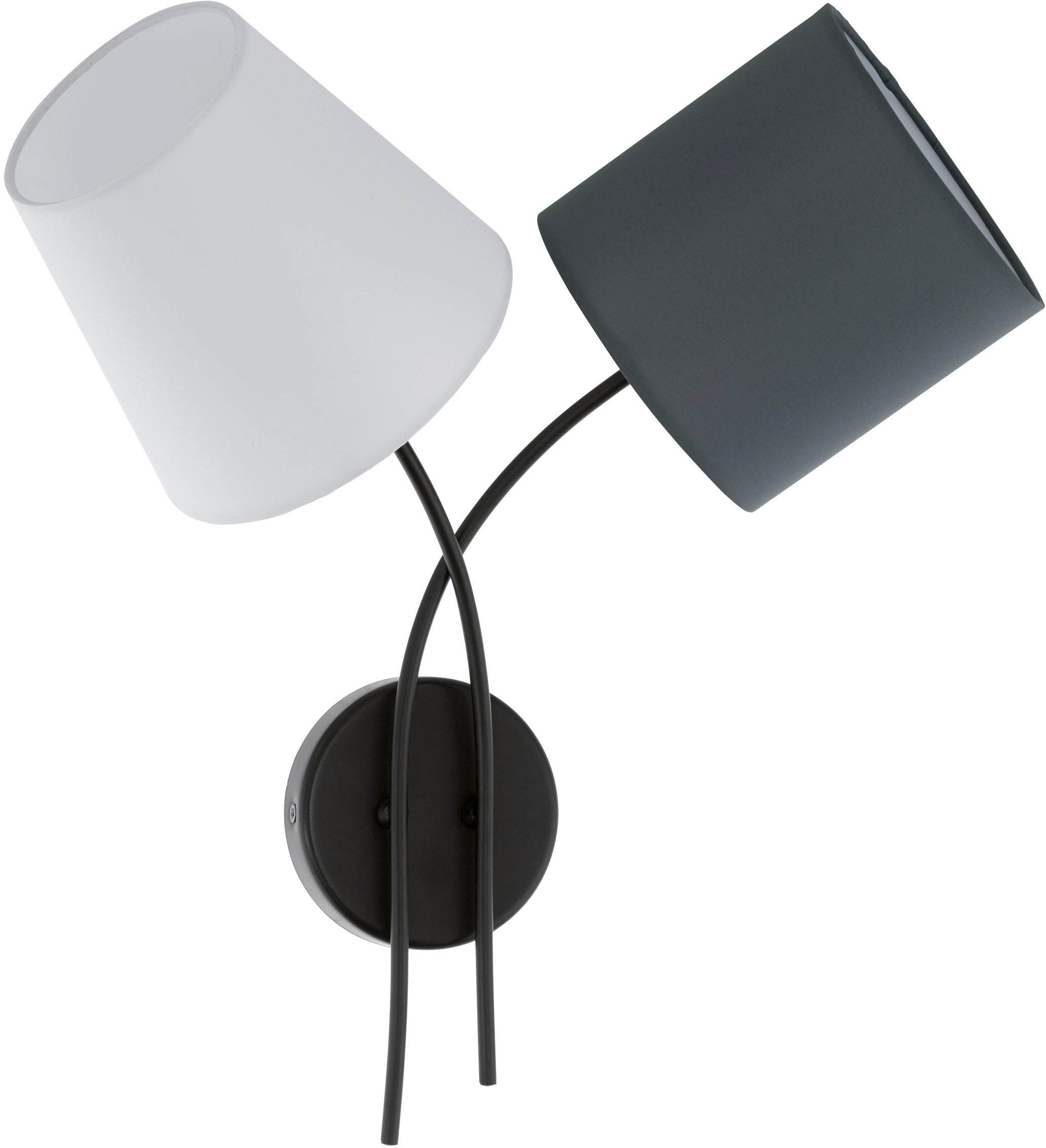 EGLO Wandleuchte ALMEIDA, E14, schwarz / L42 x H45,5 x B19cm / exkl. 2 x E14 (je max. 40W) / Wandlampe aus Stoff - Texttilschirm - Bettlampe - Nachttischlampe - Schlafzimmerlampe - Wohnzimmerlampe - Lampe - Stoffschirm - Stofflampe