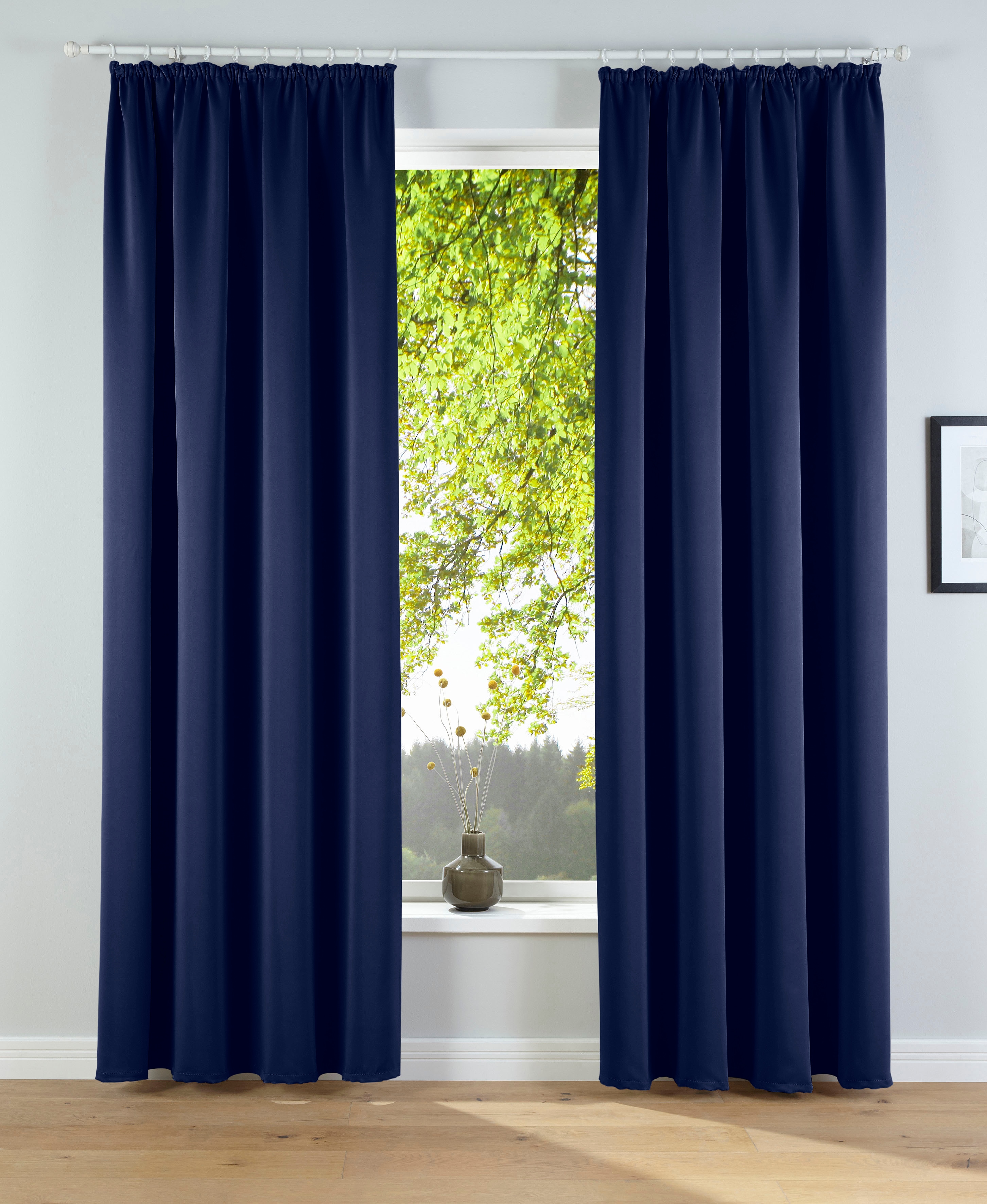 OTTO home 1100000002199 "Solana, Gardinen mit Kräuselband, Vorhänge, Wohnzimmer, modern," Kräuselband 2 Stk. tlg. 2er-Set Verdunklungsvorhang mit Thermofunktion, Bestseller, einfarbig