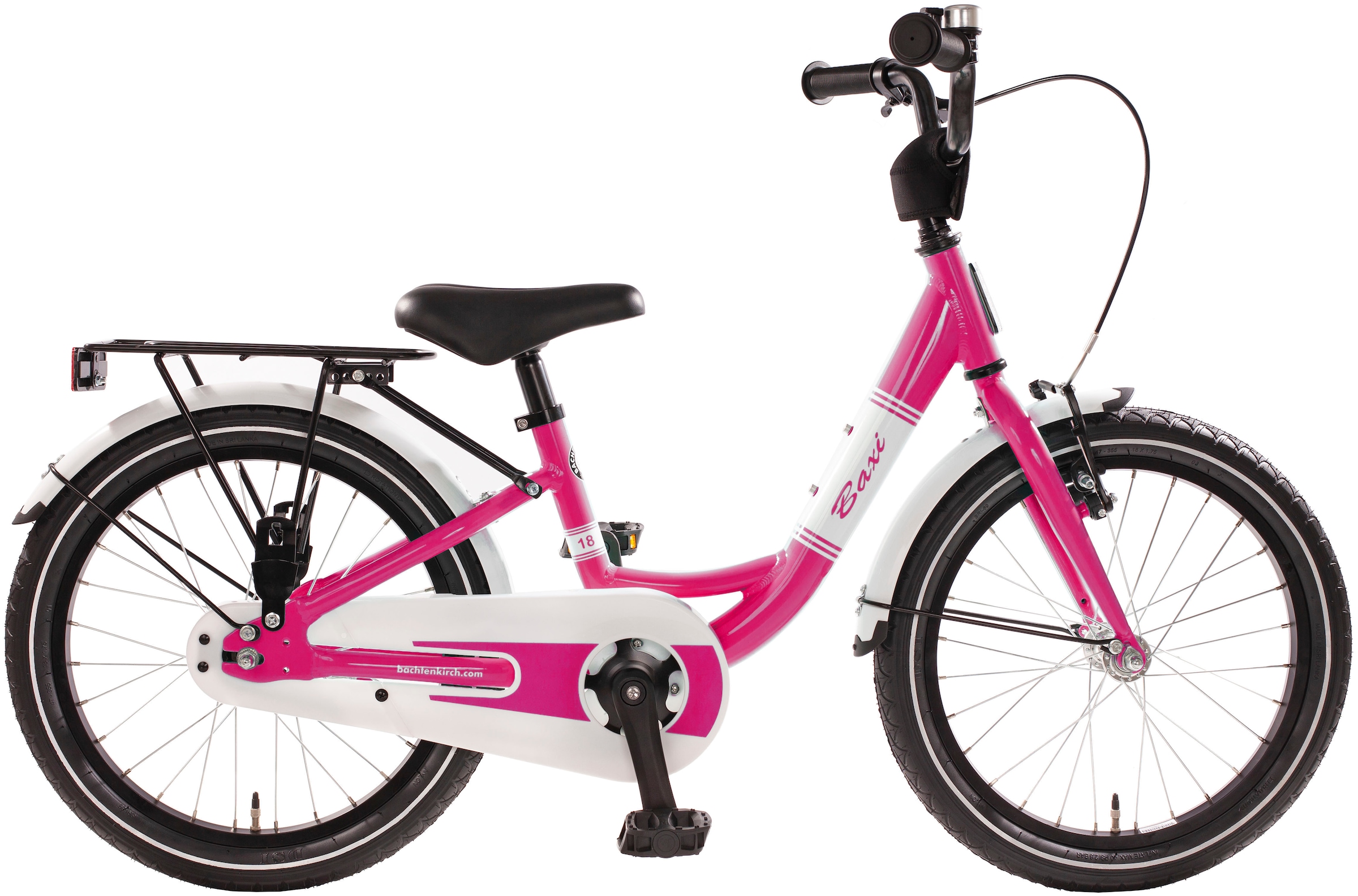 Bachtenkirch Kinderfahrrad "18" Baxi - pink", 1 Gang, ohne Schaltung, (Packung), Alu Kinderfahrrad mit Vollausstattung, 