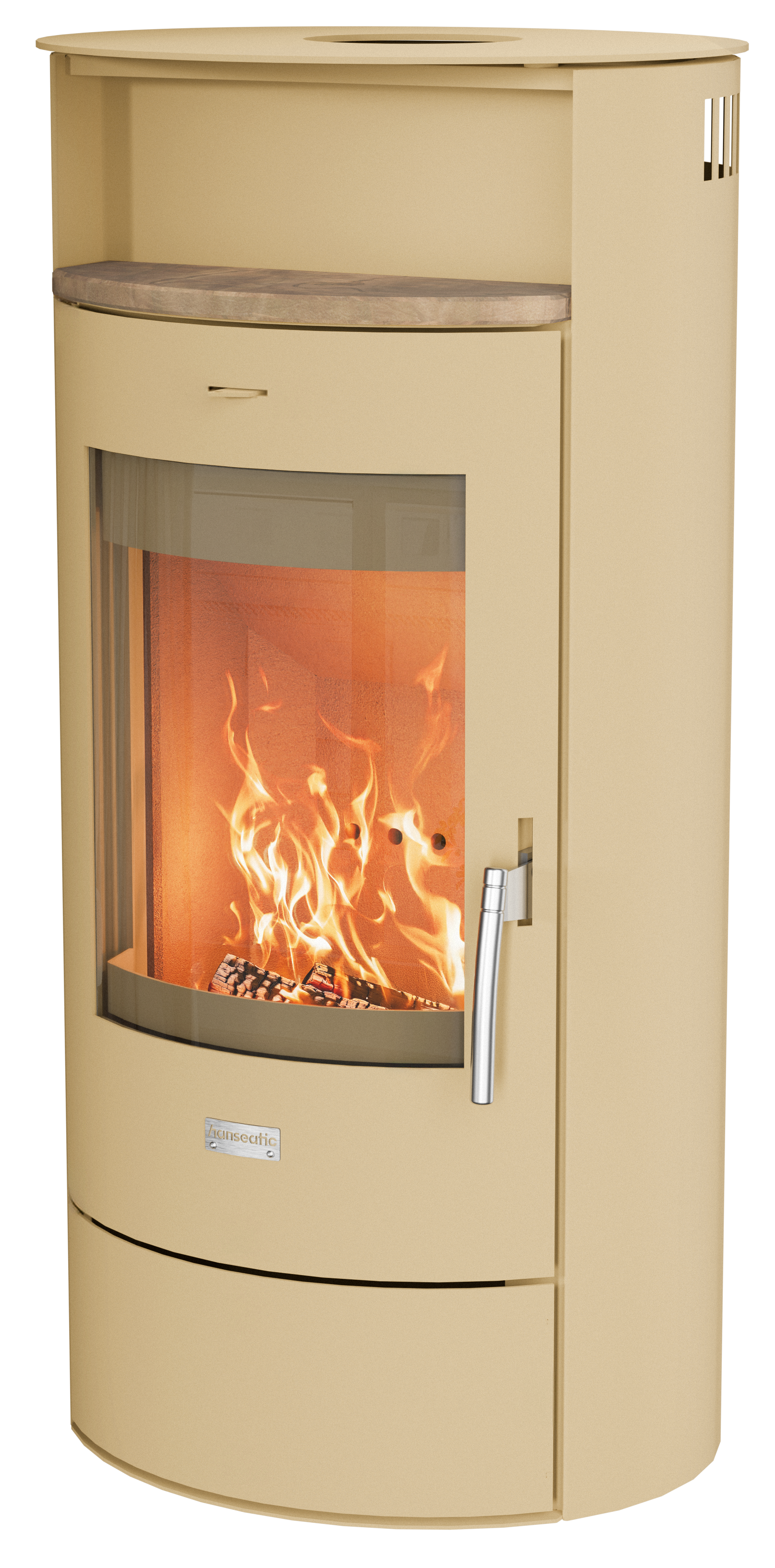 Hanseatic Kaminofen "PIACENZA Stahl beige, Lieferung bis ins Wohnzimmer" NEU und Exklusiv