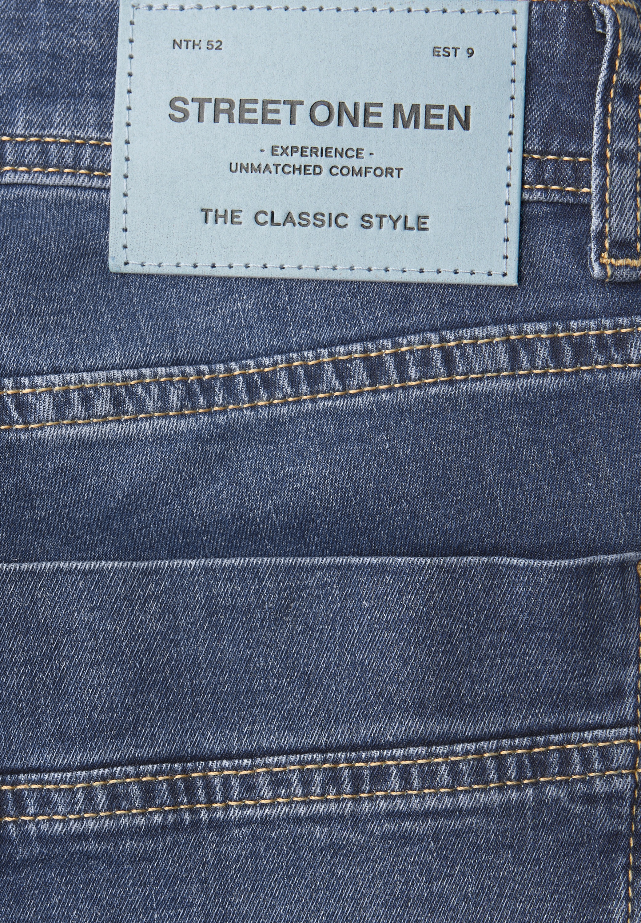 Regular-fit-Jeans STREET ONE MEN, Herren, Gr. 33, Länge 34, mid blau wash, Jeans, 97% Baumwolle, 3% Elasthan, unifarben, lang, Jeans, aus Baumwolle mit Stretchanteil 3