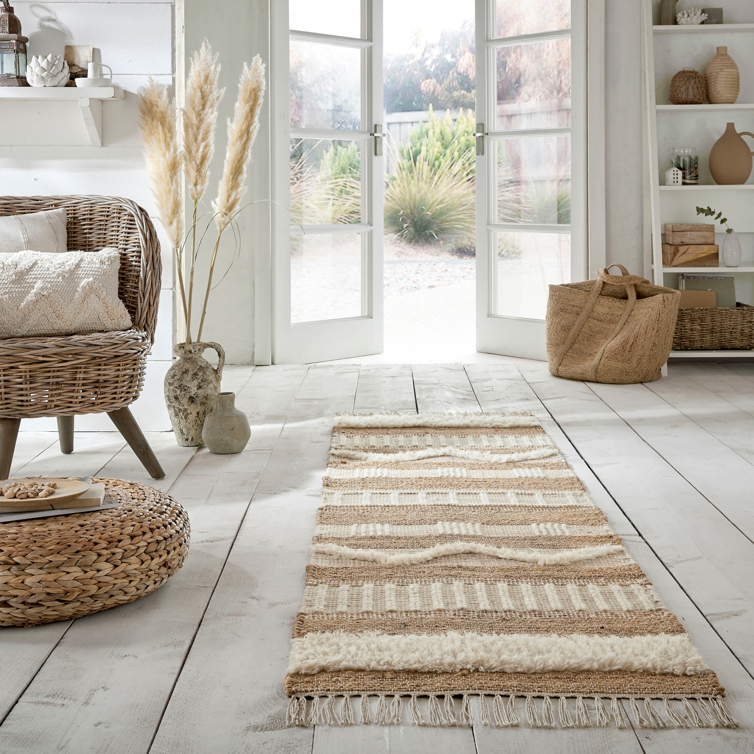 FLAIR RUGS Läufer »Medina«, rechteckig, Boho-Look, aus Naturfasern wie  Wolle & Jute, Teppichläufer | BAUR