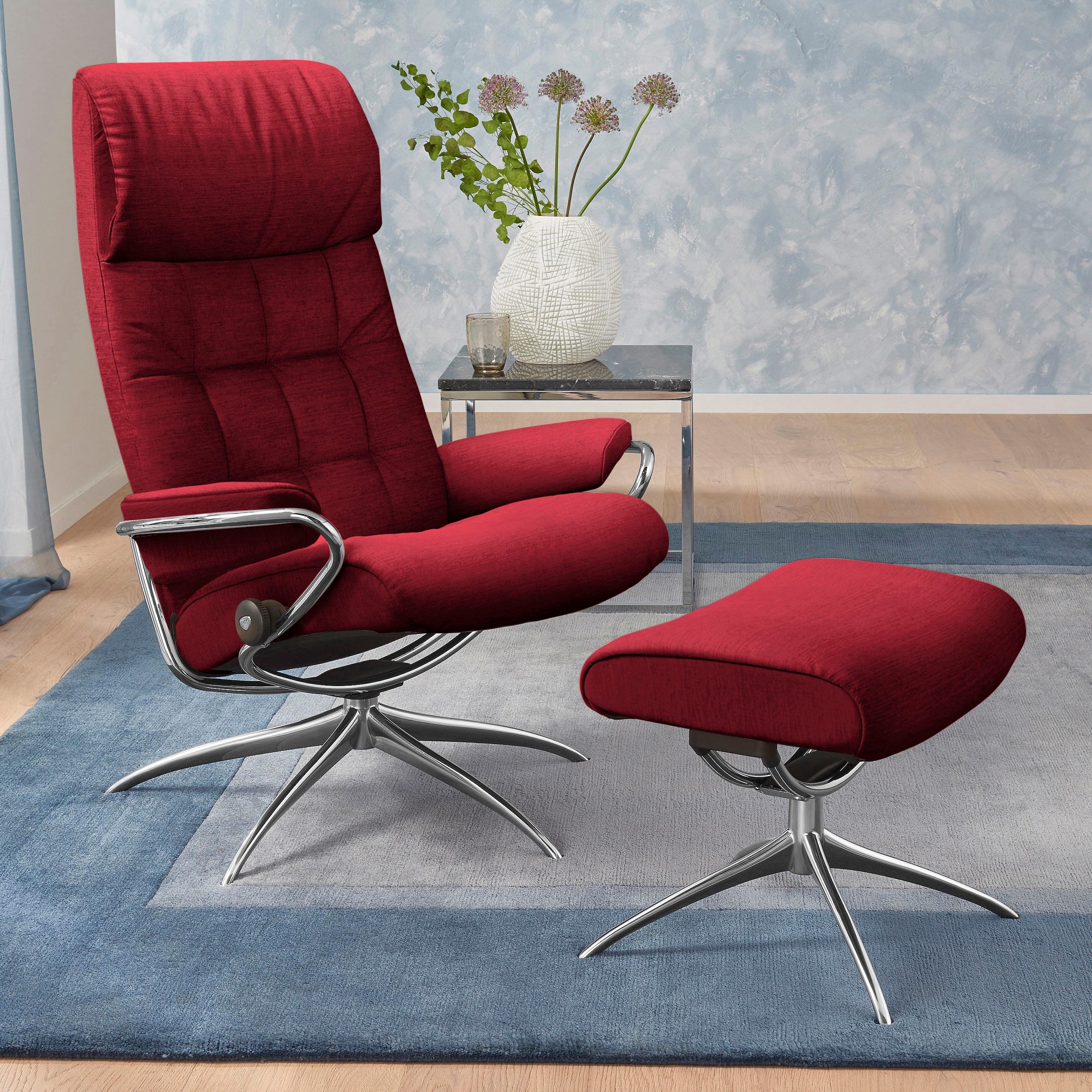 Stressless® Relaxsessel »London«, (Set, Relaxsessel mit Hocker), mit Hocker, High Back, mit Star Base, Gestell Chrom